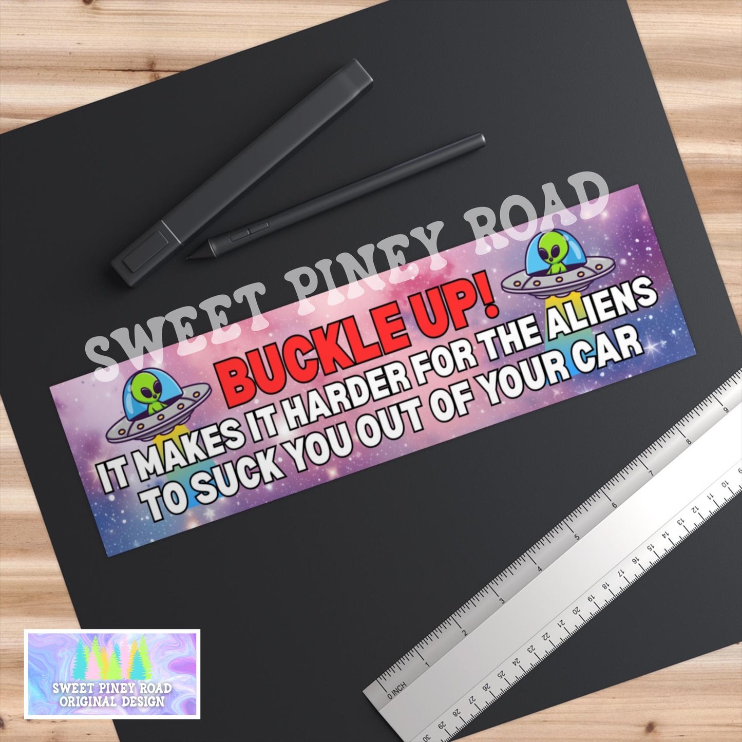 Buckle Up It Makes It Harder For The Aliens To Suck You Out Of Your Car Magnet, Funny Bumper Sticker, Waterproof Vinyl Decal, Silly Gag Gift