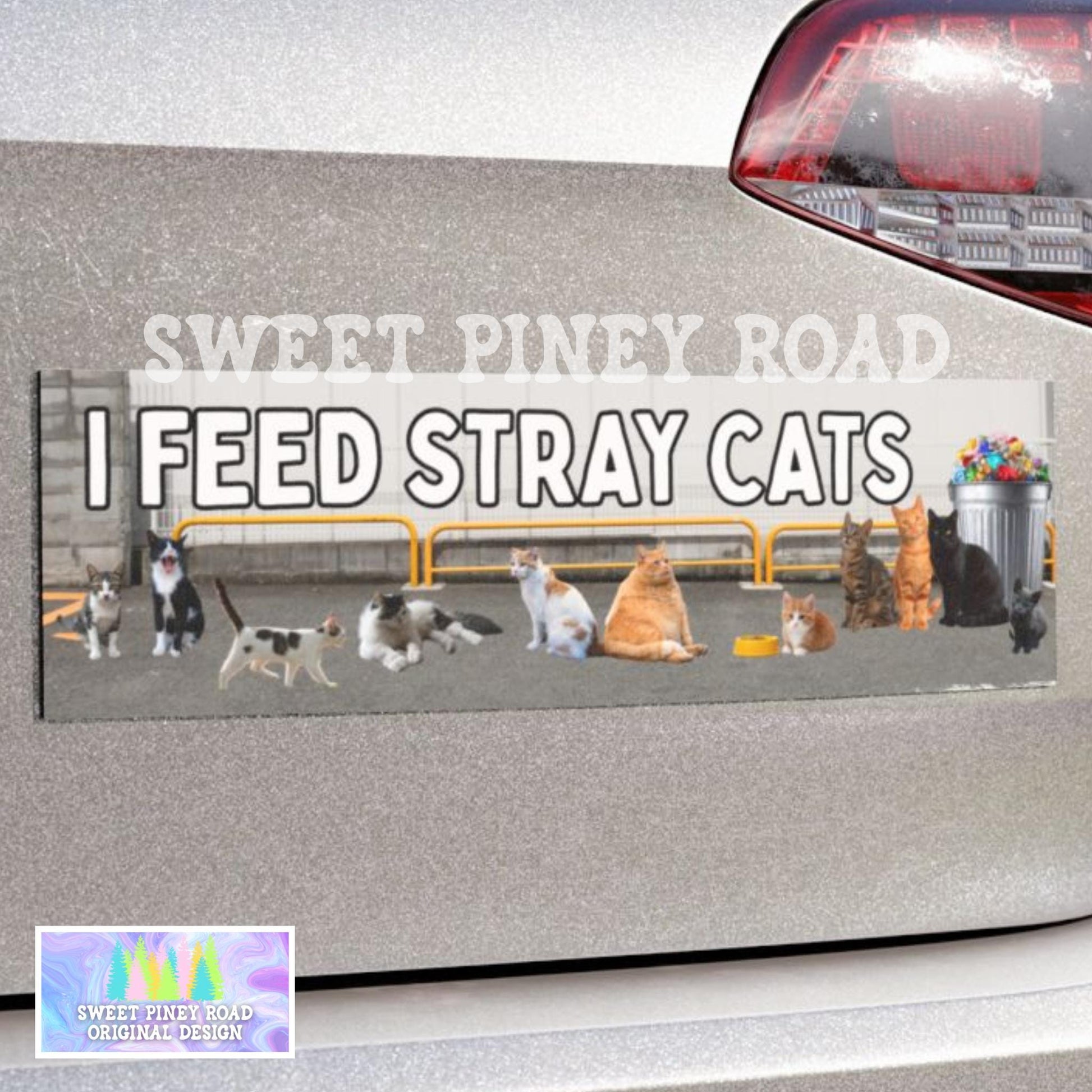 I Feed Stray Cats Car Magnet, Cat Distribution System, Funny Bumper Sticker, Waterproof Vinyl Decal, Silly Kitten Gag Gift, Kitty Lover