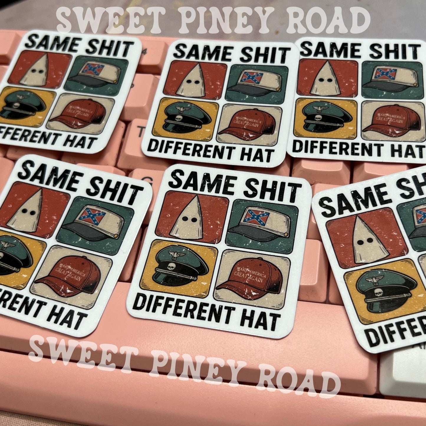 Same Shit Different Hat Sticker Pack, Anti Trump Political Stickers, 10/60/100 pc. Glossy!, Funny Protest Humor Statement, Same Shit Decal