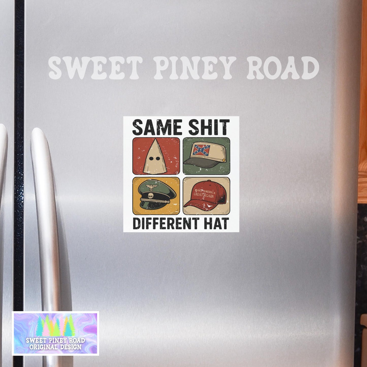Same Shit Different Hat Car Magnet, Anti Trump, Funny Protest Dark Humor No Kings In America Democracy Not Oligarchy Activist Resist Fascism