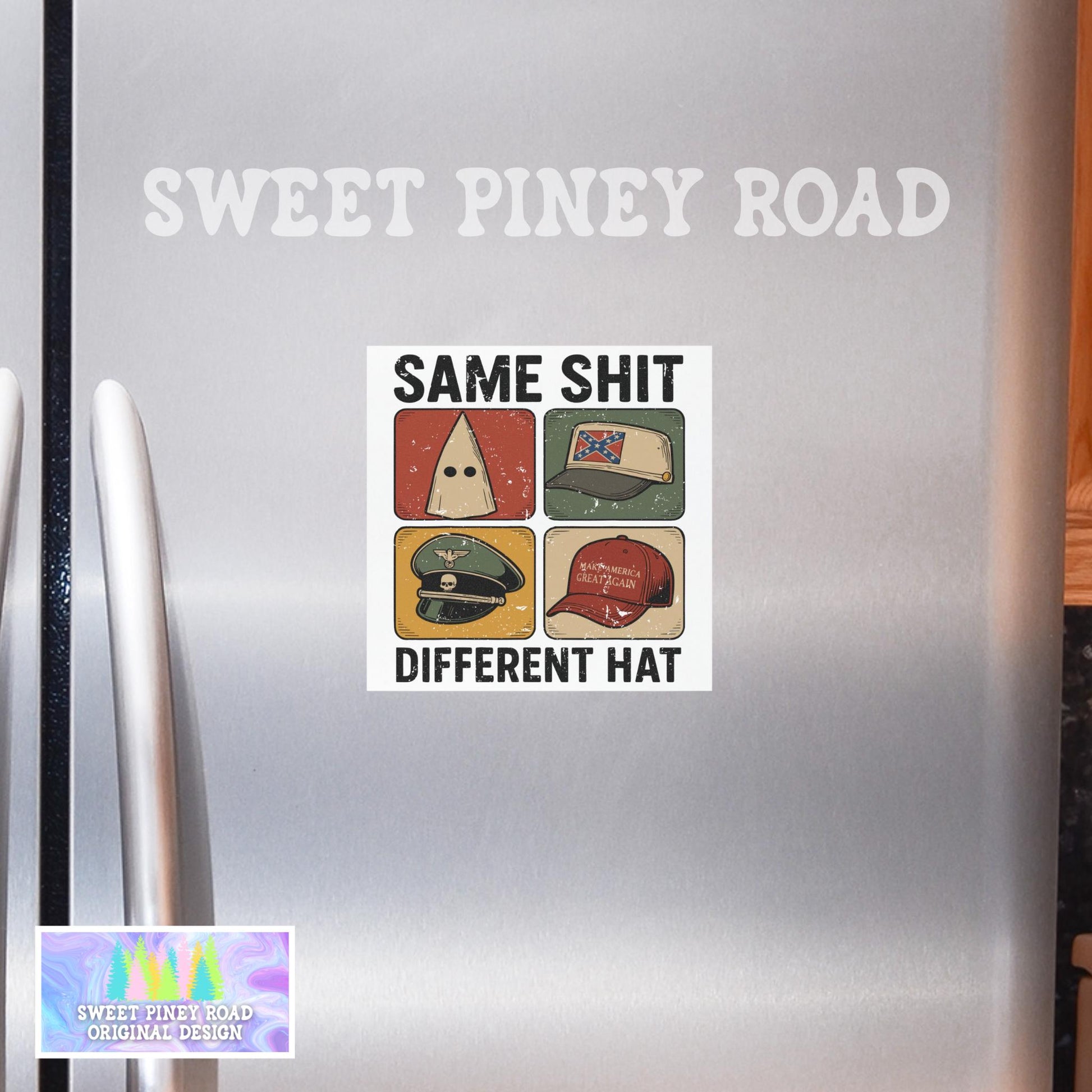 Same Shit Different Hat Car Magnet, Anti Trump, Funny Protest Dark Humor No Kings In America Democracy Not Oligarchy Activist Resist Fascism