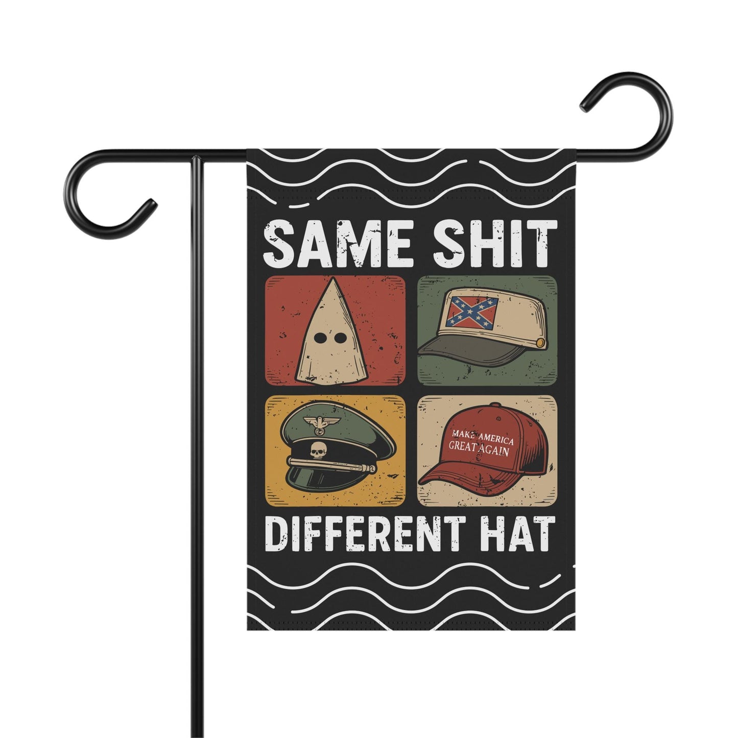 Same Shit Different Hat Yard Flag, Anti Trump Political Banner, Funny Protest Sign, Dark Humor Statement Home Decor Chinga La Migra F*ck Ice