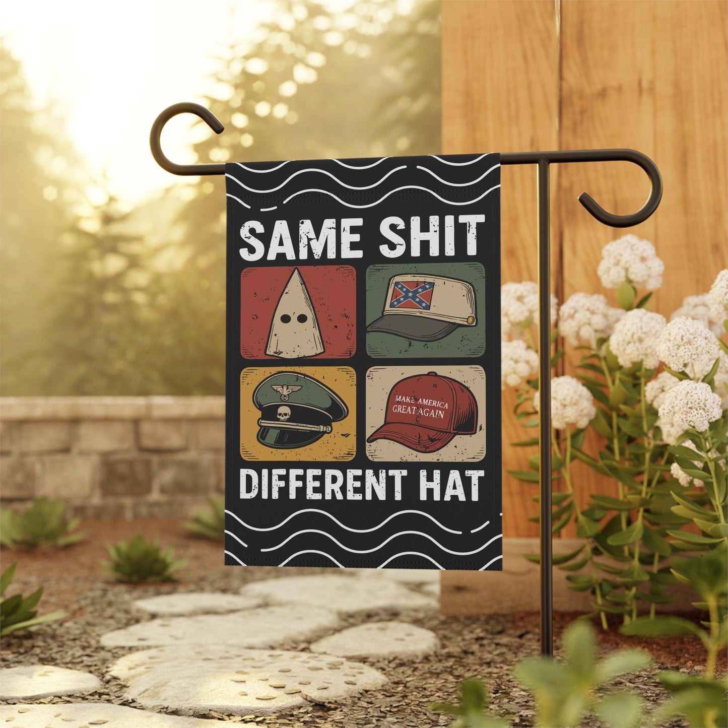 Same Shit Different Hat Yard Flag, Anti Trump Political Banner, Funny Protest Sign, Dark Humor Statement Home Decor Chinga La Migra F*ck Ice