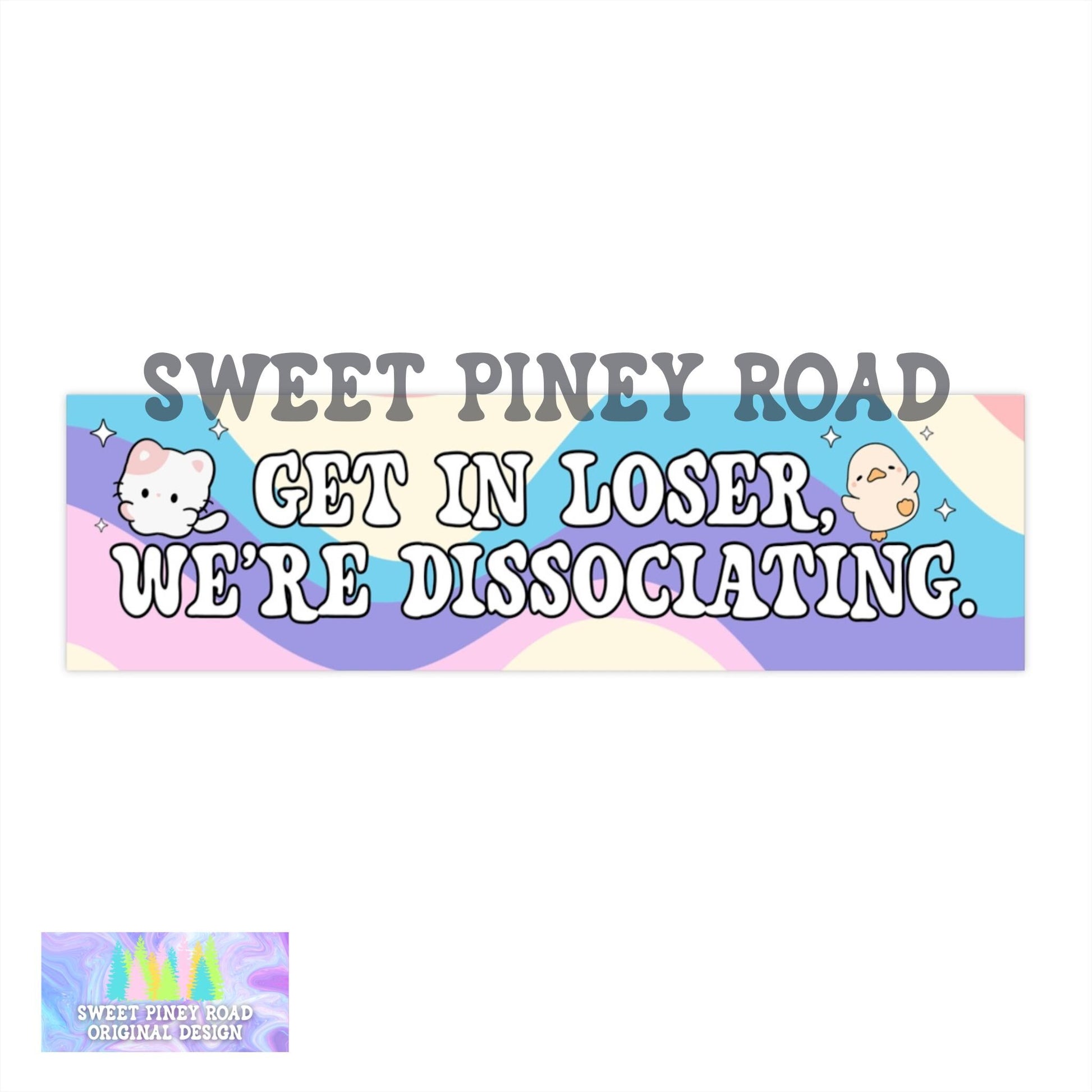 Get In Loser We're Dissociating Car Magnet, Funny Bumper Stickers, Anxiety Depression Gag Gift, Pastel Girly Y2k Inspired Ideas, Cute Kawaii