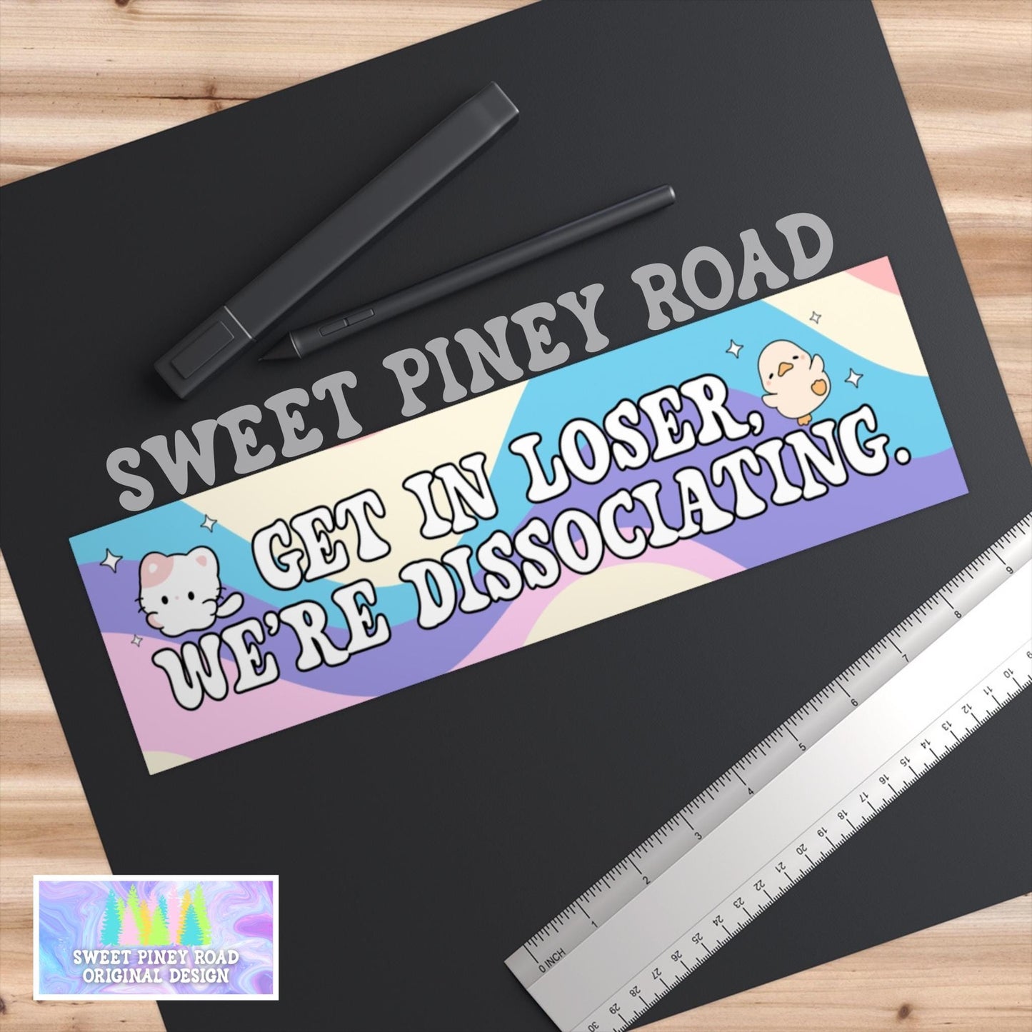 Get In Loser We're Dissociating Car Magnet, Funny Bumper Stickers, Anxiety Depression Gag Gift, Pastel Girly Y2k Inspired Ideas, Cute Kawaii