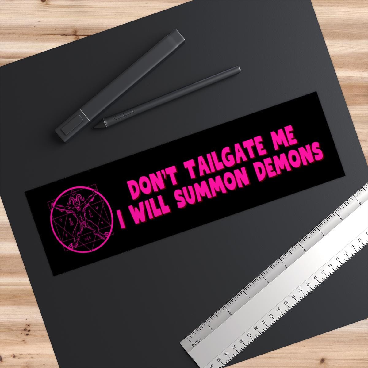Summoning Demons Bumper Sticker Or Magnet | Gag Gift Friend | Unhinged Cursed | Pink Funny Car Accessories | Weatherproof Waterproof Vinyl