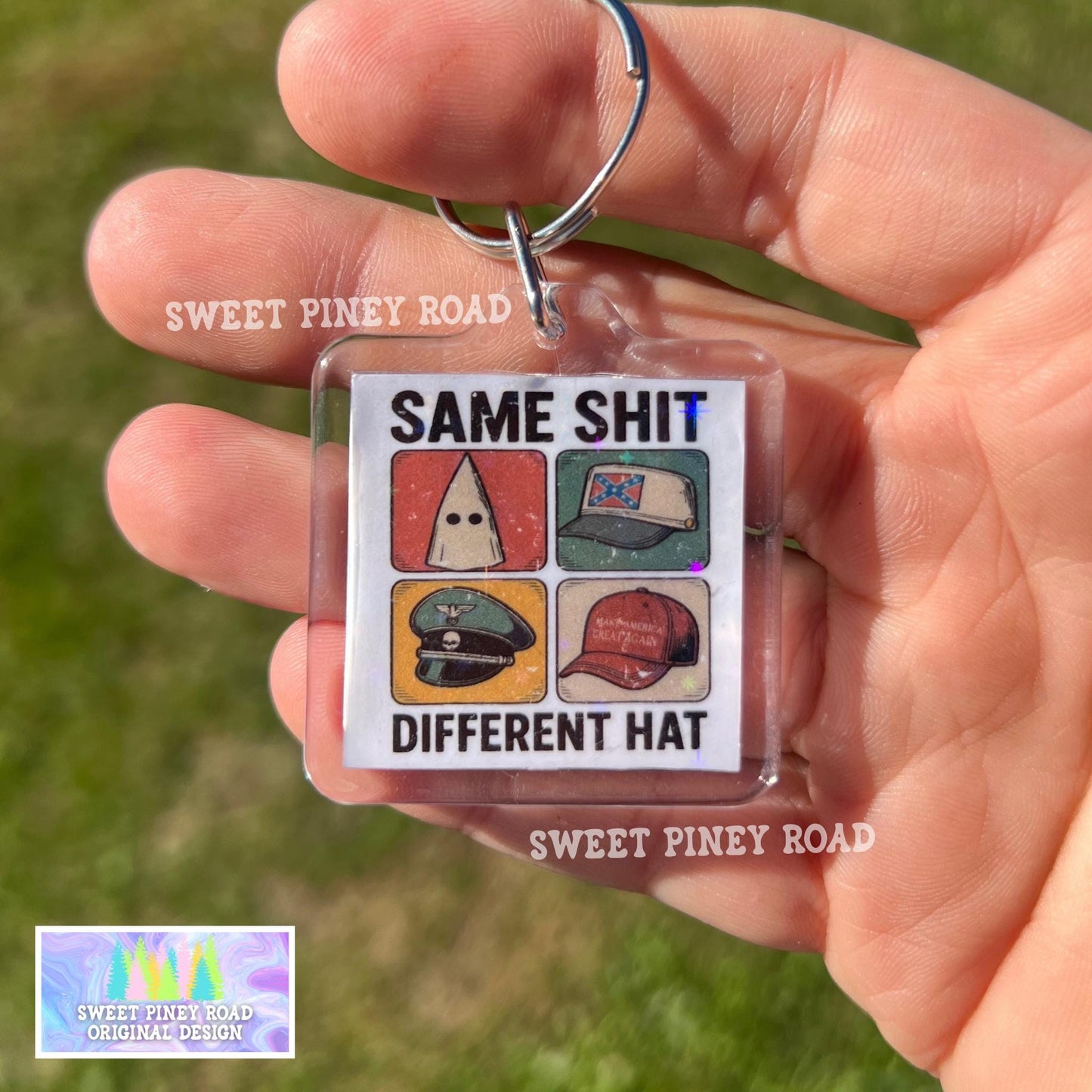 Same Shit Different Hat Keychain, Anti Trump Political Acrylic Keyring, Funny Protest Humor Statement, Same Shit Gift Idea For Friend, FDT