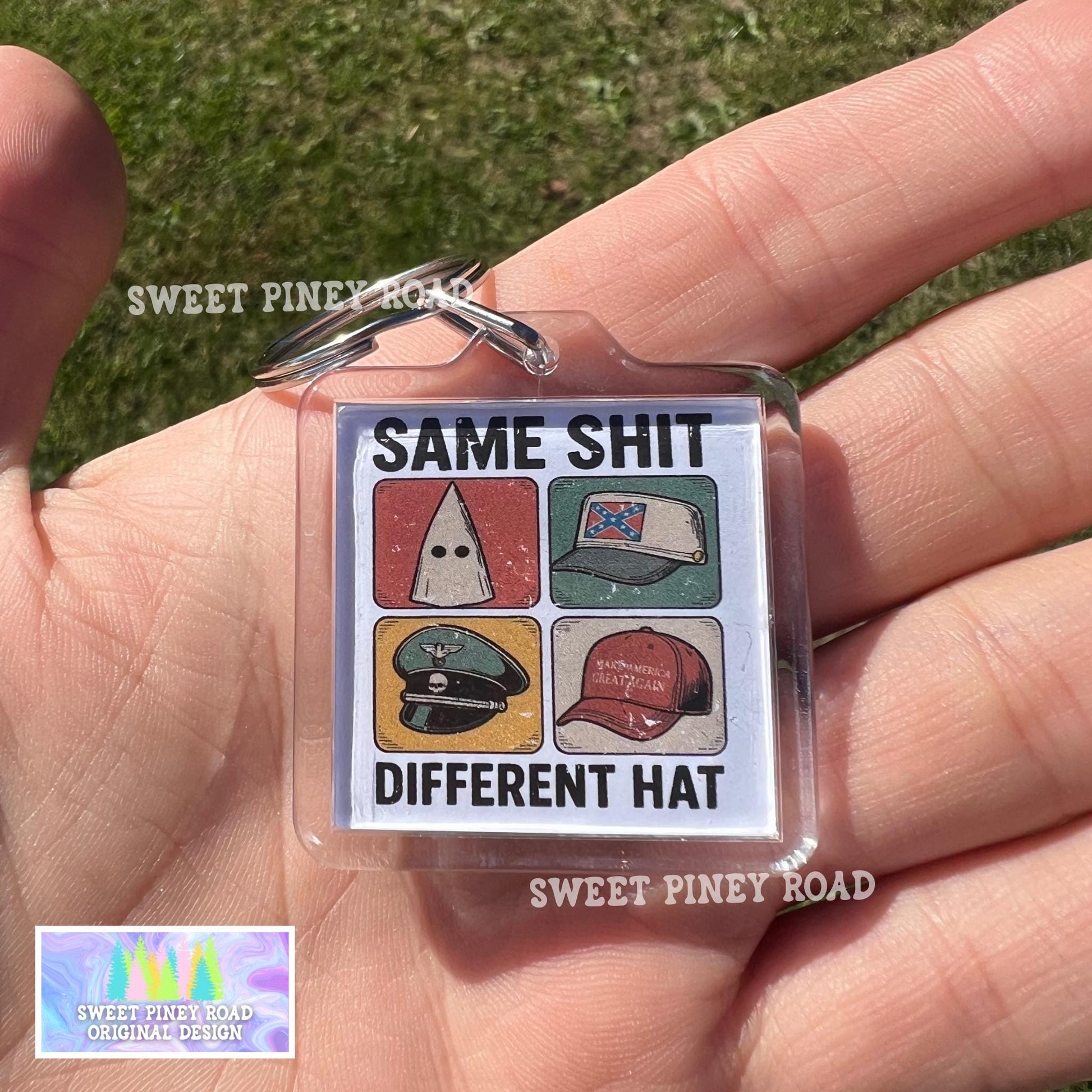 Same Shit Different Hat Keychain, Anti Trump Political Acrylic Keyring, Funny Protest Humor Statement, Same Shit Gift Idea For Friend, FDT