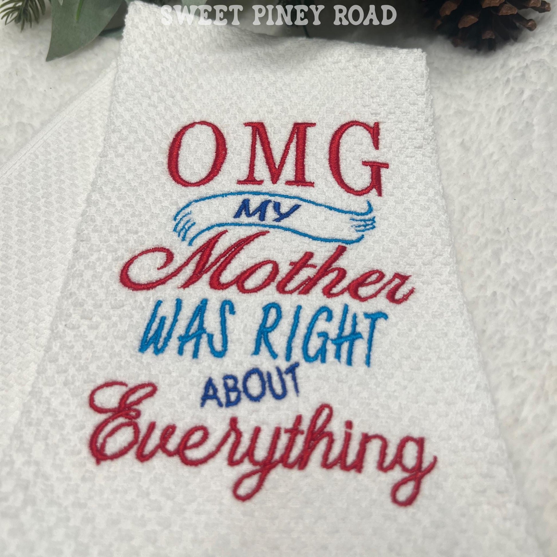 Moms Always Right Embroidered Towel, Personalized Daughter Bath Towel, Mother Wisdom Gift, Holiday Custom Wash Cloth Present Decor From Mom
