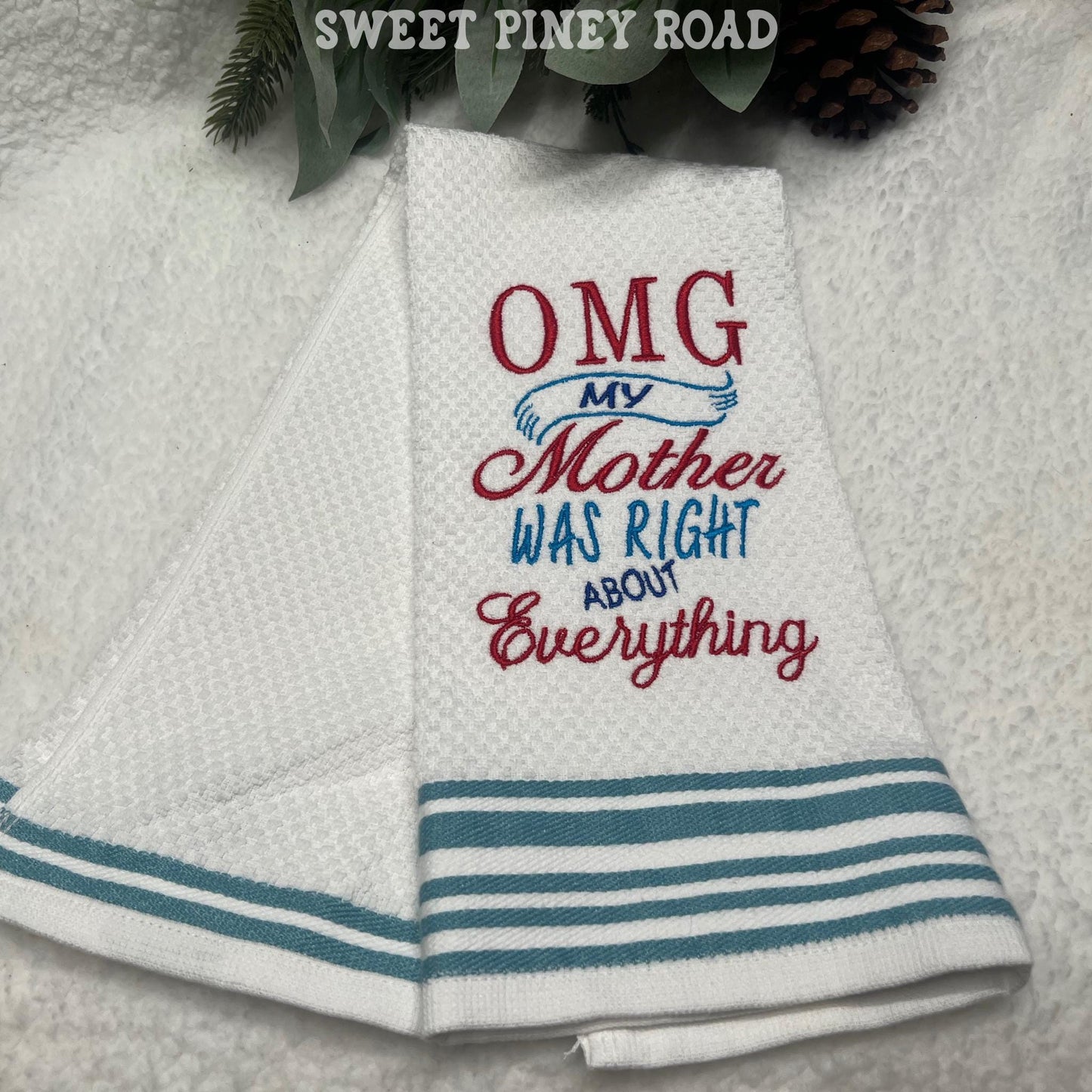 Moms Always Right Embroidered Towel, Personalized Daughter Bath Towel, Mother Wisdom Gift, Holiday Custom Wash Cloth Present Decor From Mom