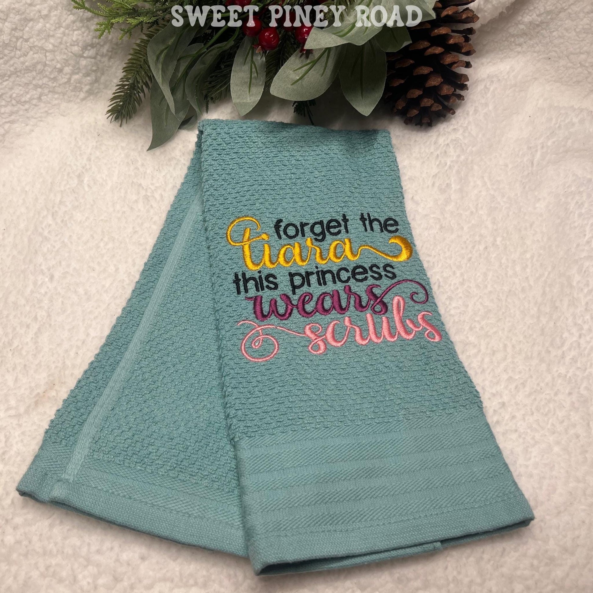 Nurse Scrubs Princess Embroidered Towel, Personalized Nursing Bath Towel, Nurses Gift Exchange, Custom Wash Cloth Present, Cute CNA, LVN, RN