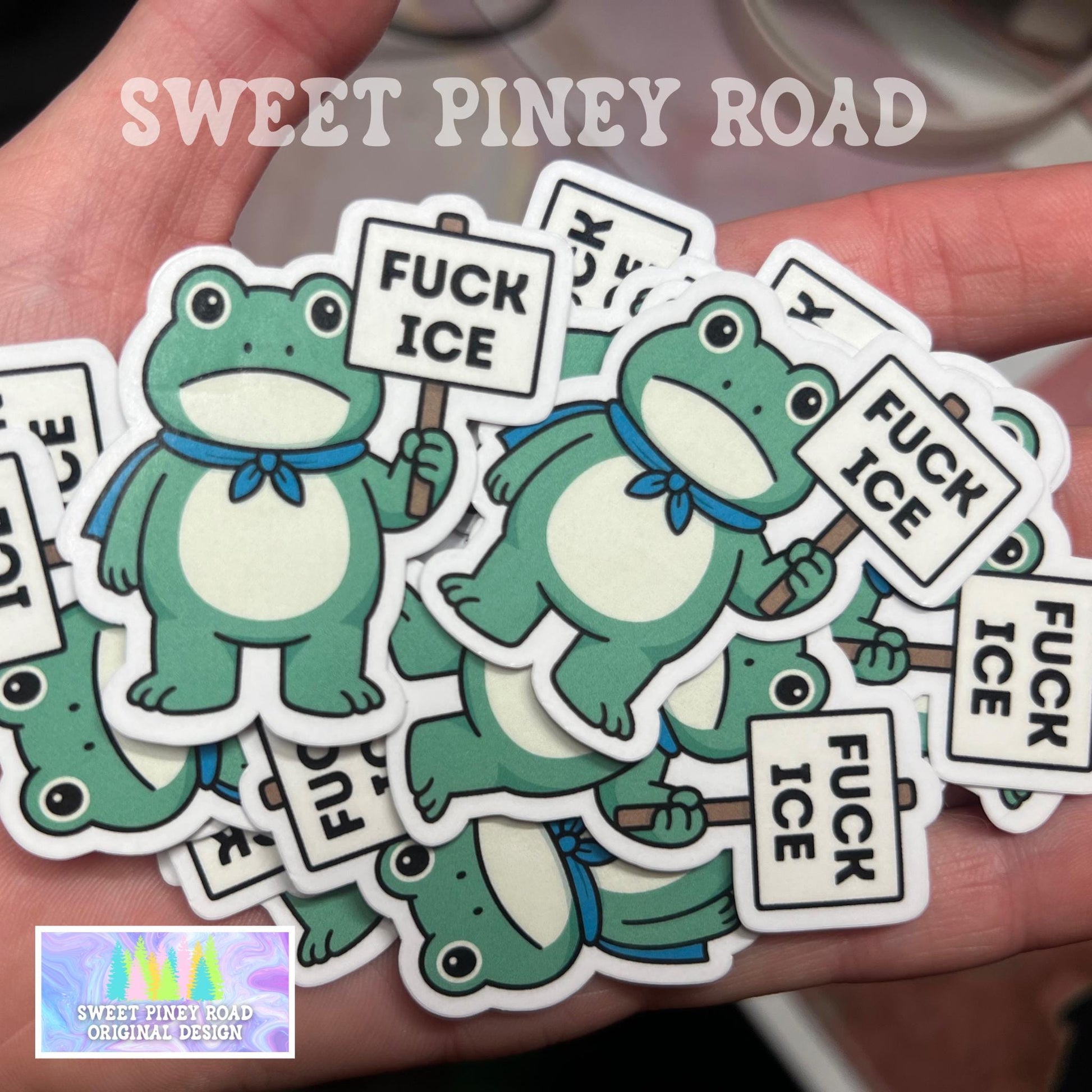 Portland Frog Kiss Cut Stickers, Anti-Trump Sticker Pack, Anti Ice Political Humor 2in. Glossy! 15/35/50 pc., Cute Rally Protest Handouts