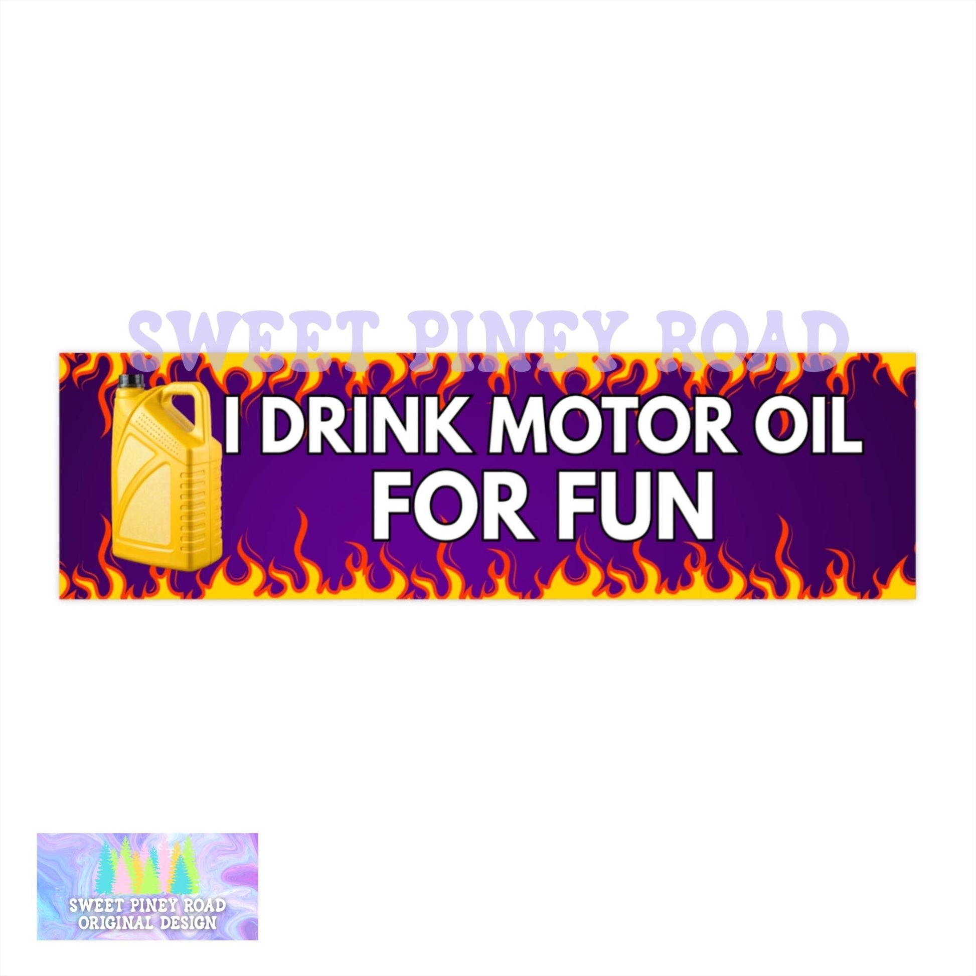 I Drink Car Oil For Fun Car Magnet, Cursed Humor Funny Bumper Sticker, Flames Gen Z Gag Gift, Joke Gifts Idea For Friend Birthday, Hilarious