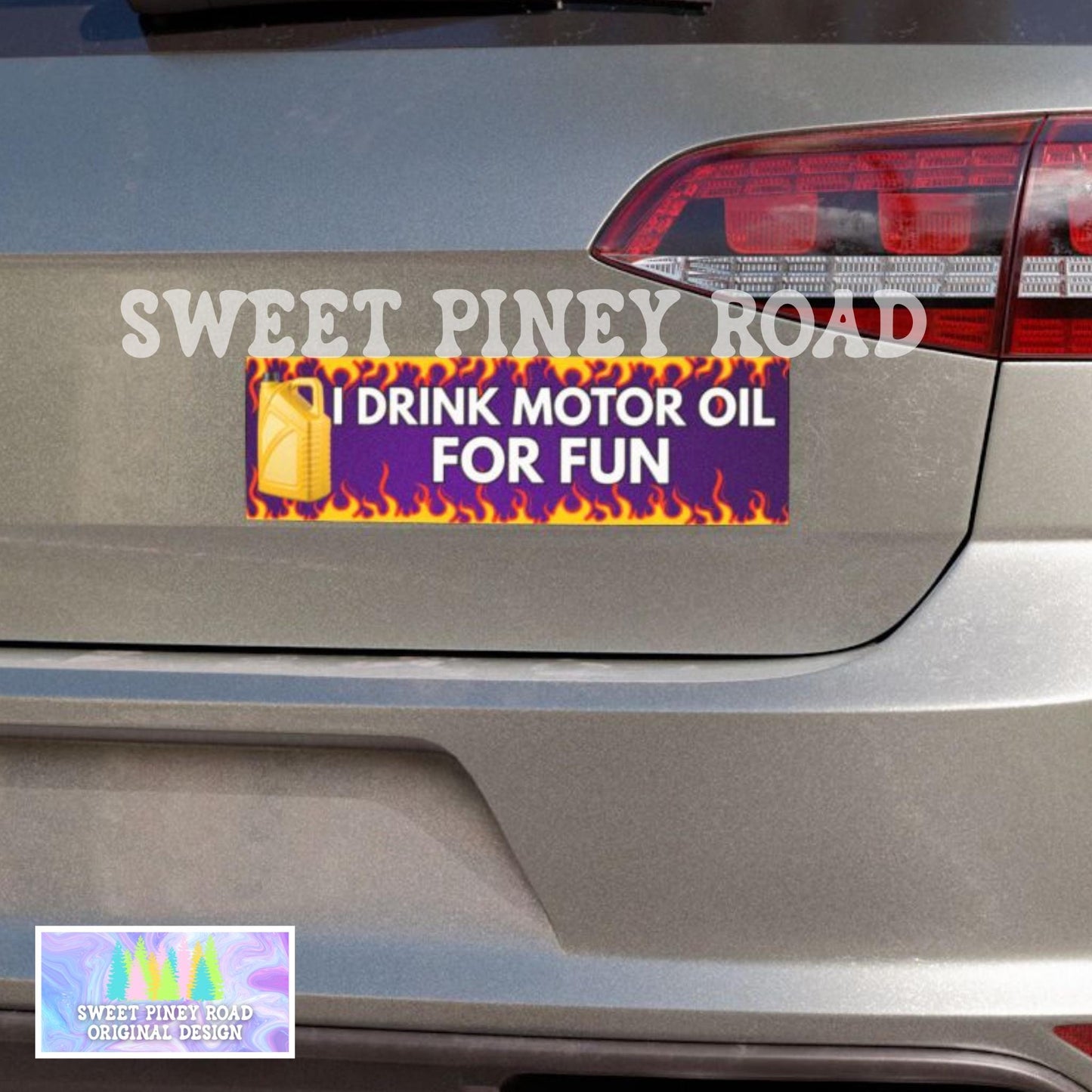 I Drink Car Oil For Fun Car Magnet, Cursed Humor Funny Bumper Sticker, Flames Gen Z Gag Gift, Joke Gifts Idea For Friend Birthday, Hilarious