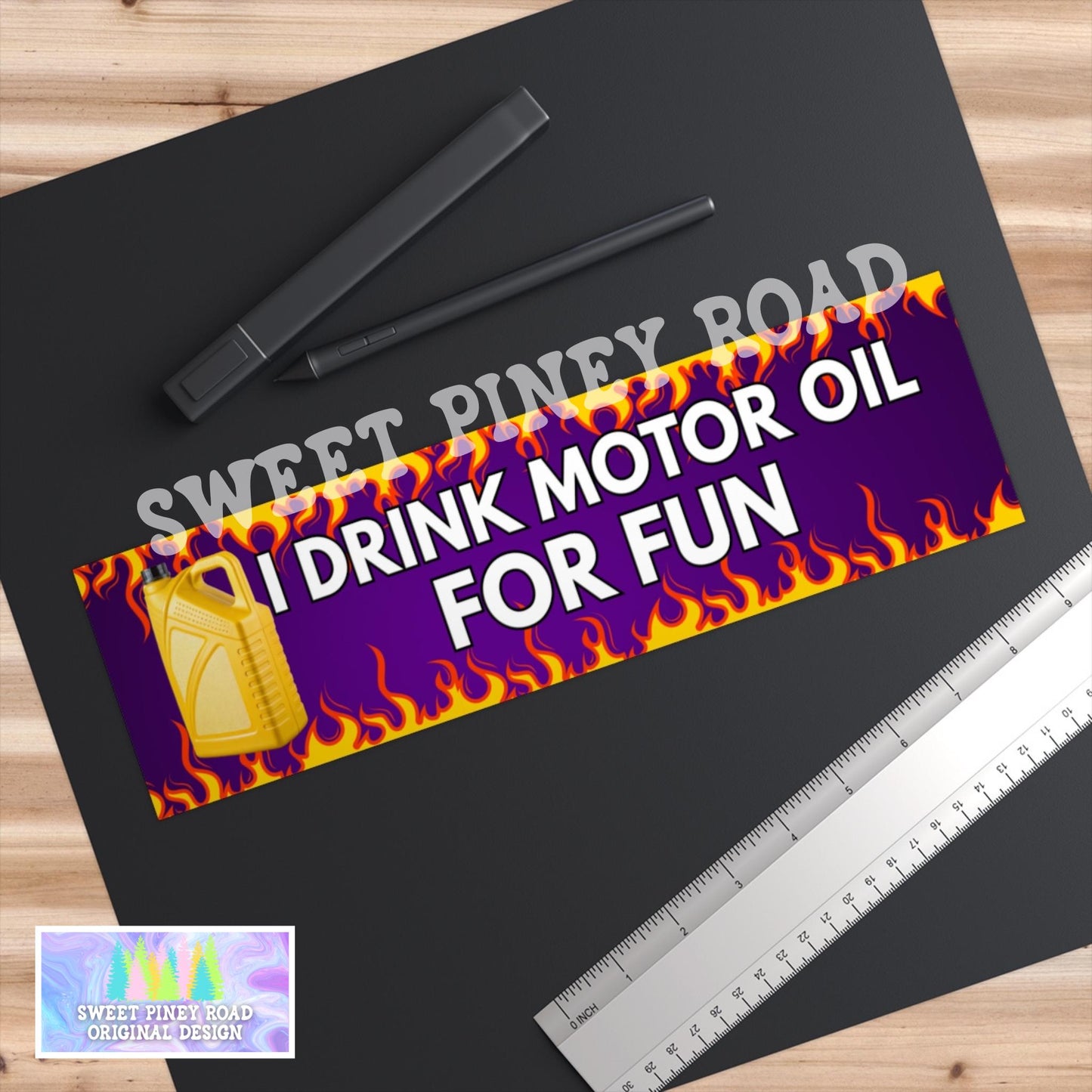 I Drink Car Oil For Fun Car Magnet, Cursed Humor Funny Bumper Sticker, Flames Gen Z Gag Gift, Joke Gifts Idea For Friend Birthday, Hilarious