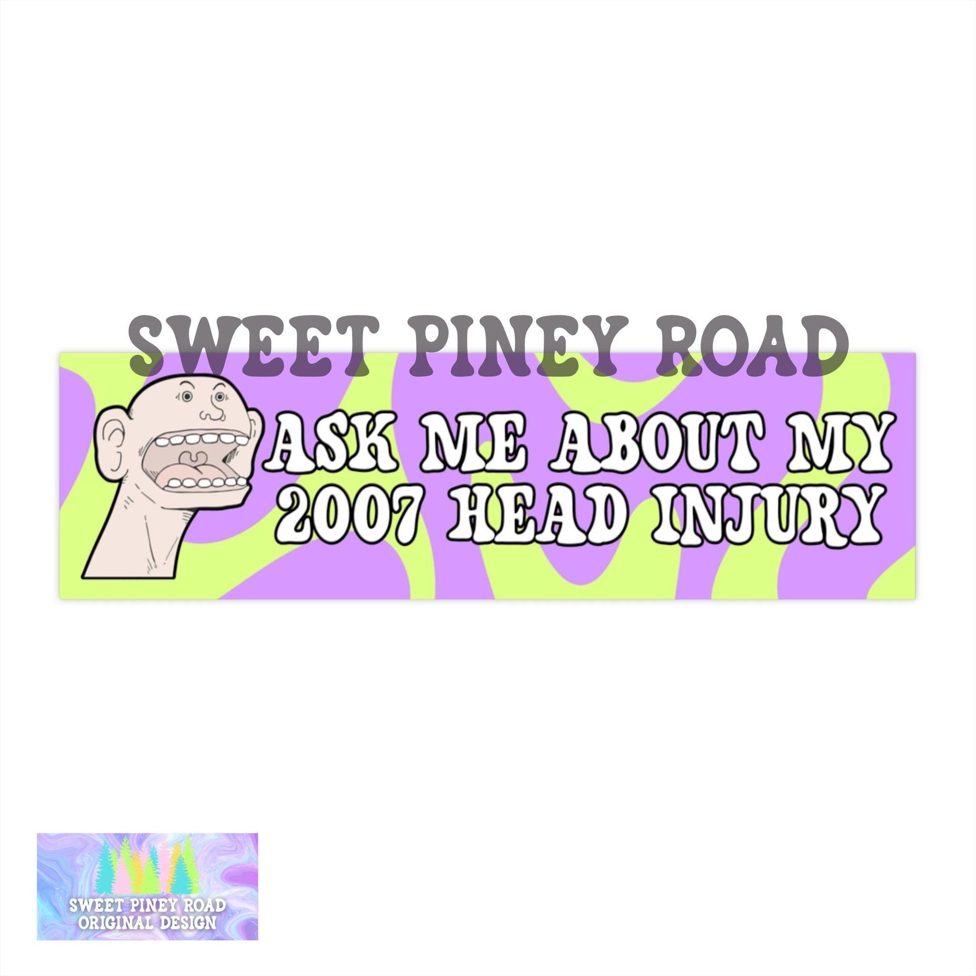 Funny Head Injury Car Magnet, Hilarious Cursed Humor Bumper Sticker, Gag Gift For Gen Z Birthday, Dark Humor Ideas, Weird Vehicle Decal Idea