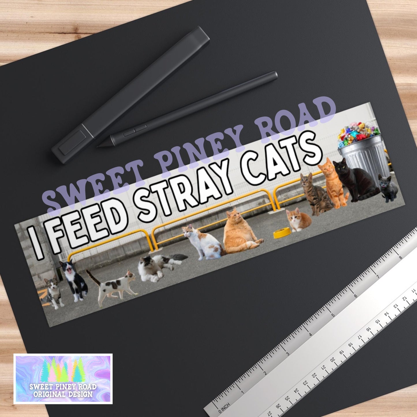 I Feed Stray Cats Car Magnet, Cat Distribution System, Funny Bumper Sticker, Waterproof Vinyl Decal, Silly Kitten Gag Gift, Kitty Lover