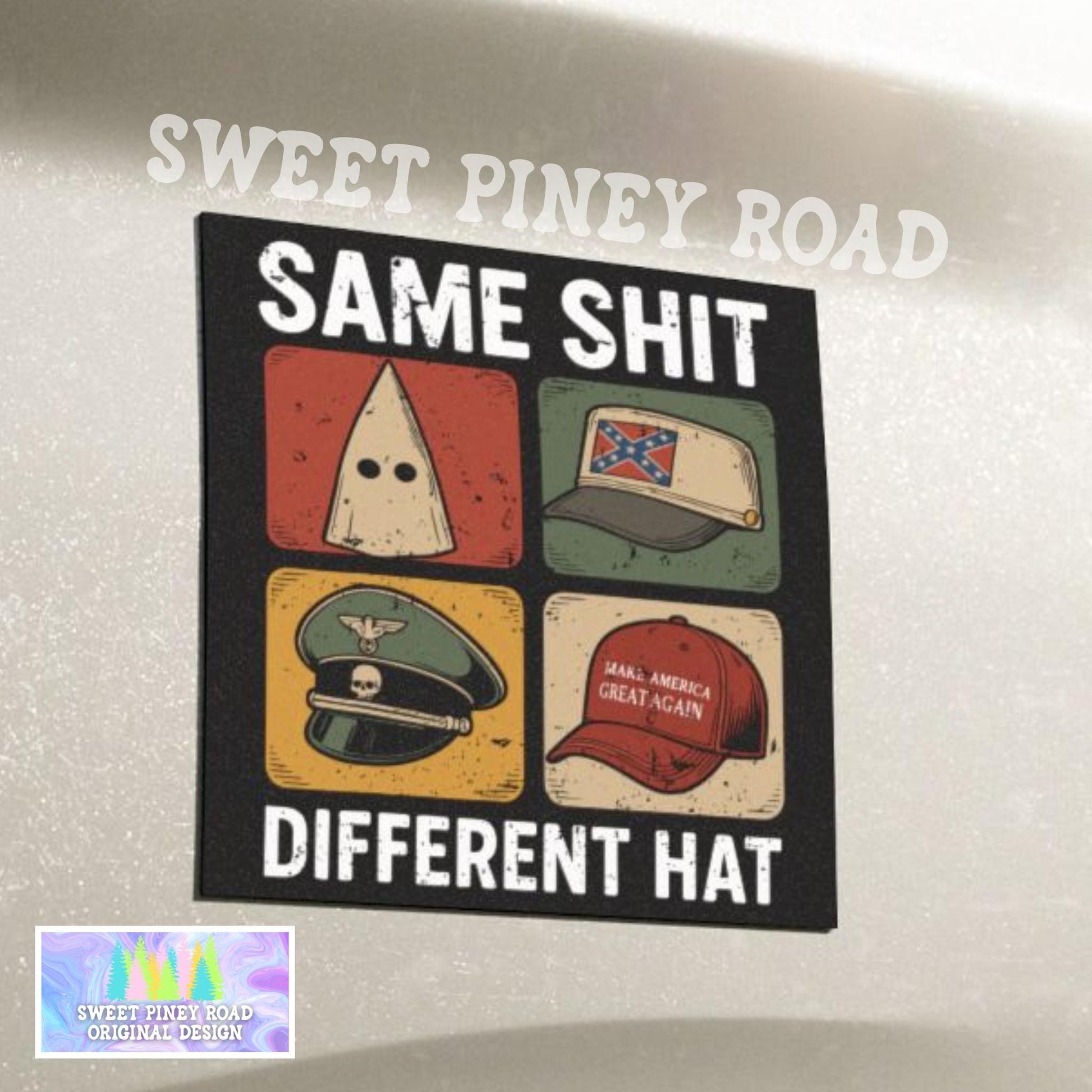 Same Shit Different Hat Car Magnet, Anti Trump, Funny Protest Dark Humor No Kings In America Democracy Not Oligarchy Activist Resist Fascism