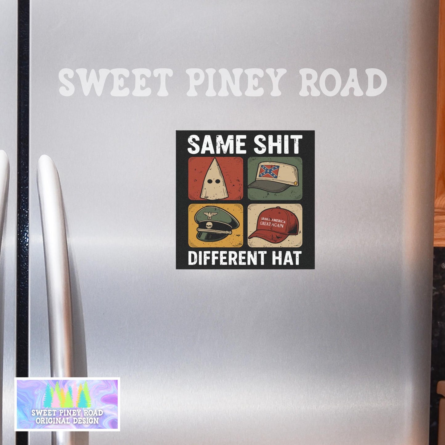 Same Shit Different Hat Car Magnet, Anti Trump, Funny Protest Dark Humor No Kings In America Democracy Not Oligarchy Activist Resist Fascism