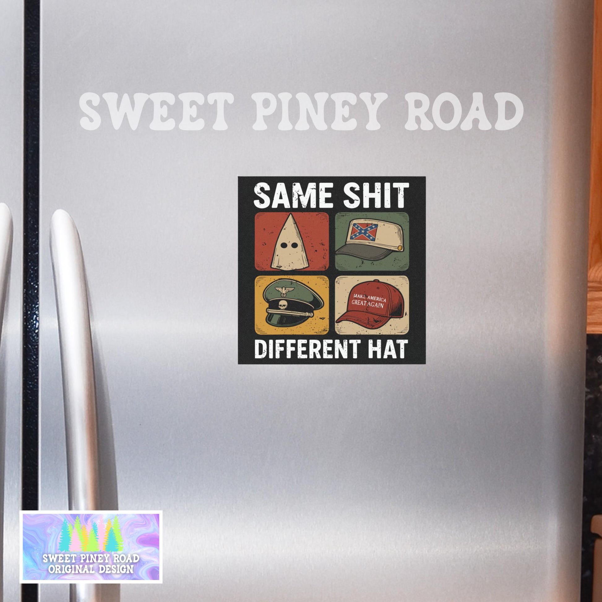 Same Shit Different Hat Car Magnet, Anti Trump, Funny Protest Dark Humor No Kings In America Democracy Not Oligarchy Activist Resist Fascism
