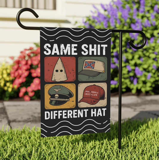 Same Shit Different Hat Yard Flag, Anti Trump Political Banner, Funny Protest Sign, Dark Humor Statement Home Decor Chinga La Migra F*ck Ice