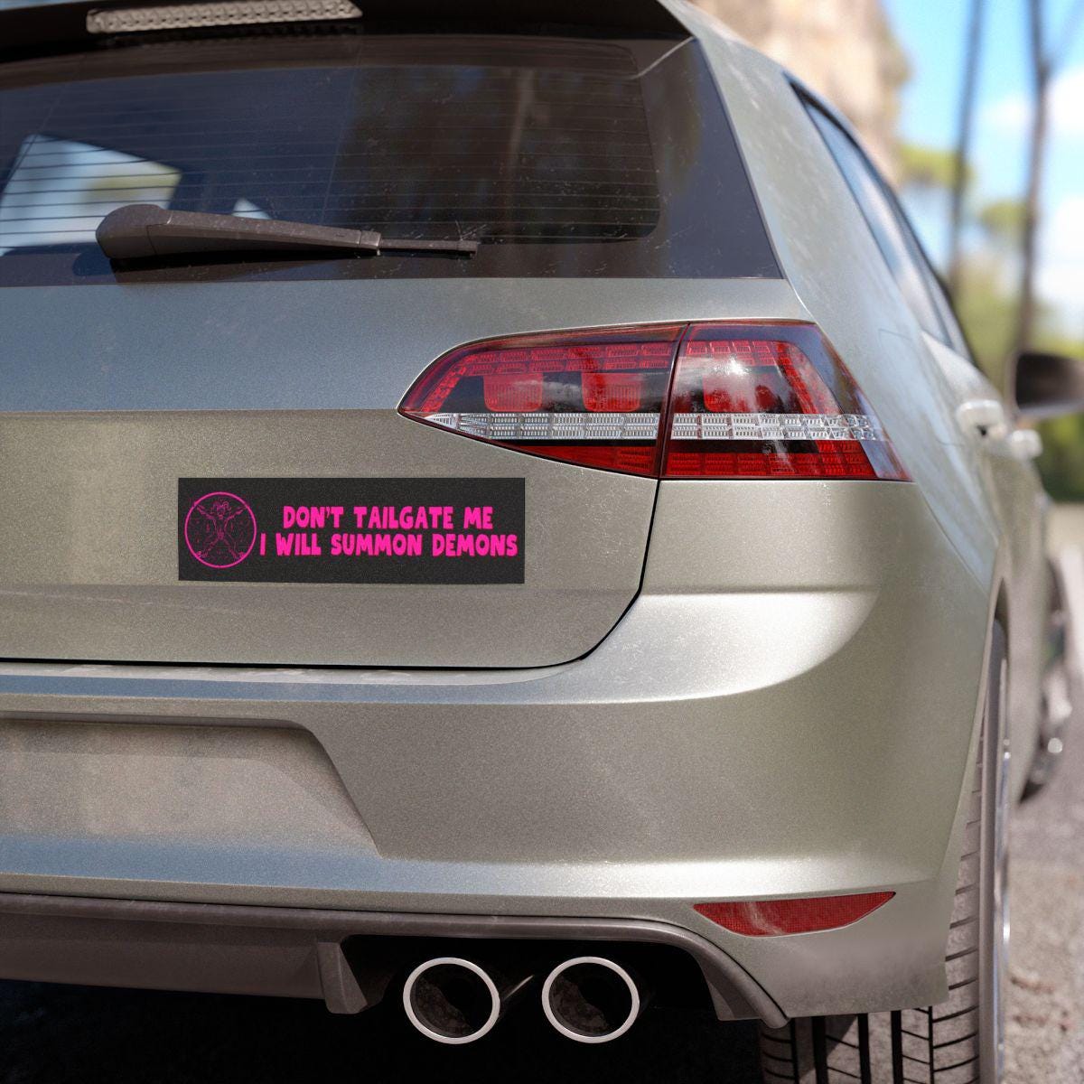 Summoning Demons Bumper Sticker Or Magnet | Gag Gift Friend | Unhinged Cursed | Pink Funny Car Accessories | Weatherproof Waterproof Vinyl