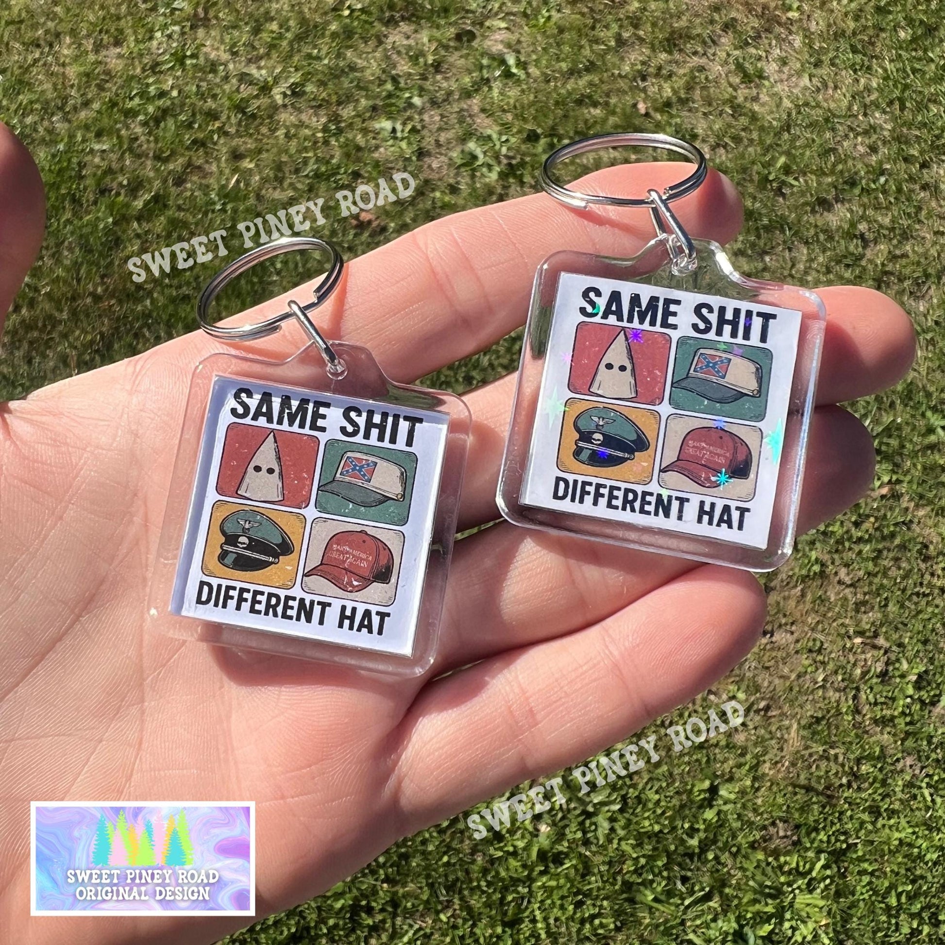 Same Shit Different Hat Keychain, Anti Trump Political Acrylic Keyring, Funny Protest Humor Statement, Same Shit Gift Idea For Friend, FDT