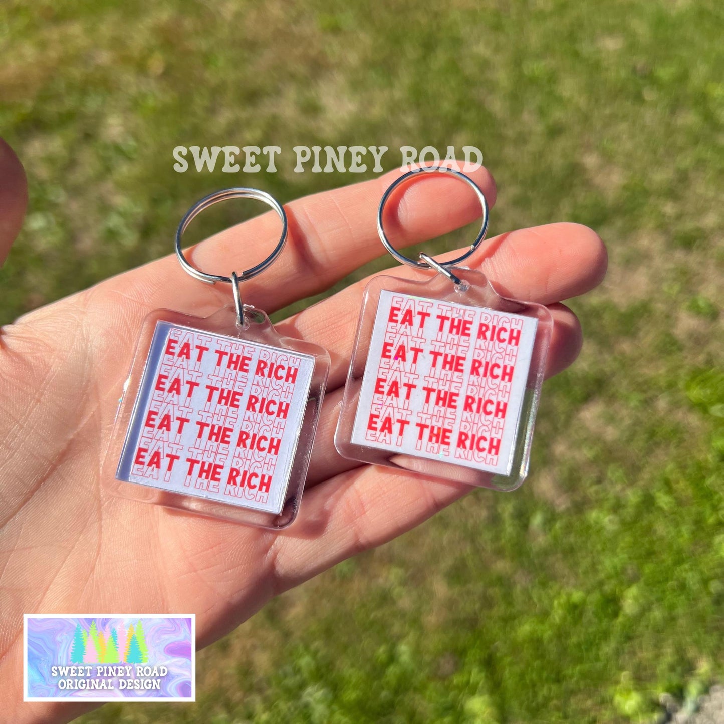 Eat The Rich Keychain, Anti Trump Political Bag Charm, Cute Feminist Protest Bag Tag, FDT Gift For Democrat Acrylic Key Chains, Anti Fascism