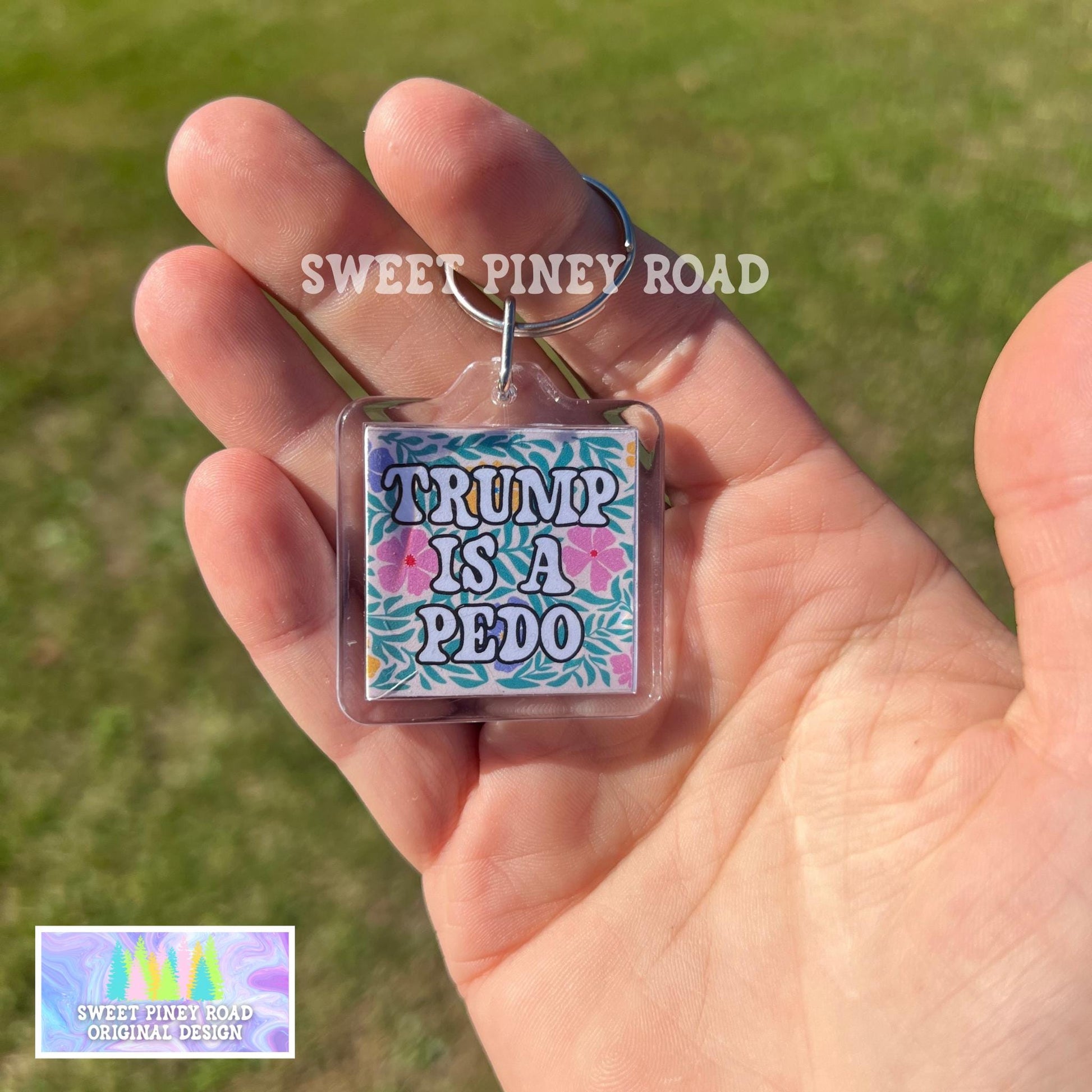 Trump Is A Pedo Keychain, Anti MAGA Political Bag Charm, Cute Feminist Protest Tag, FDT Gift For Democrat Acrylic Key Chains, Anti Fascism
