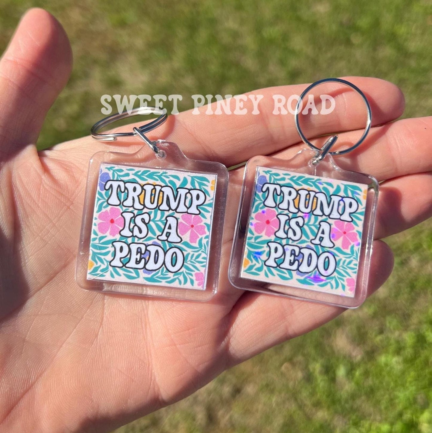 Trump Is A Pedo Keychain, Anti MAGA Political Bag Charm, Cute Feminist Protest Tag, FDT Gift For Democrat Acrylic Key Chains, Anti Fascism