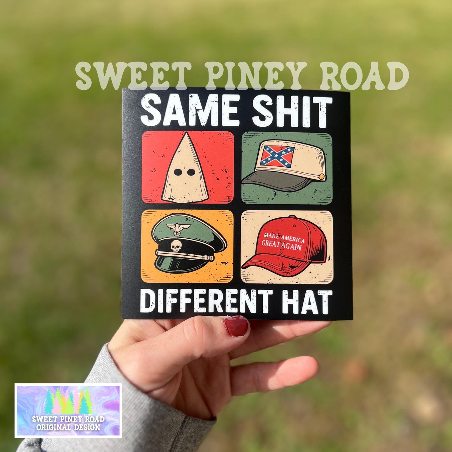 Same Shit Different Hat Car Magnet, Anti Trump, Funny Protest Dark Humor No Kings In America Democracy Not Oligarchy Activist Resist Fascism