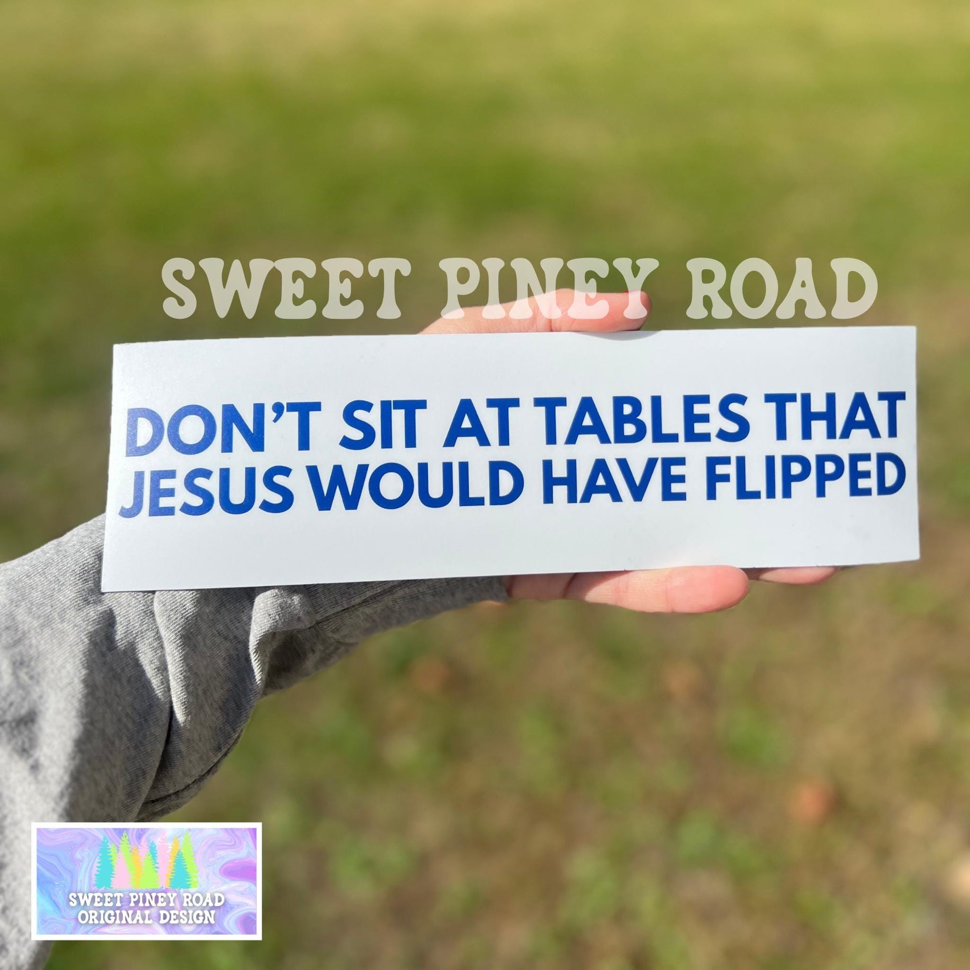 Don’t Sit At Tables That Jesus Would Have Flipped Car Magnet, Anti MAGA Bumper Sticker, Eat The Rich Decal Leftist Protest Gift For Democrat