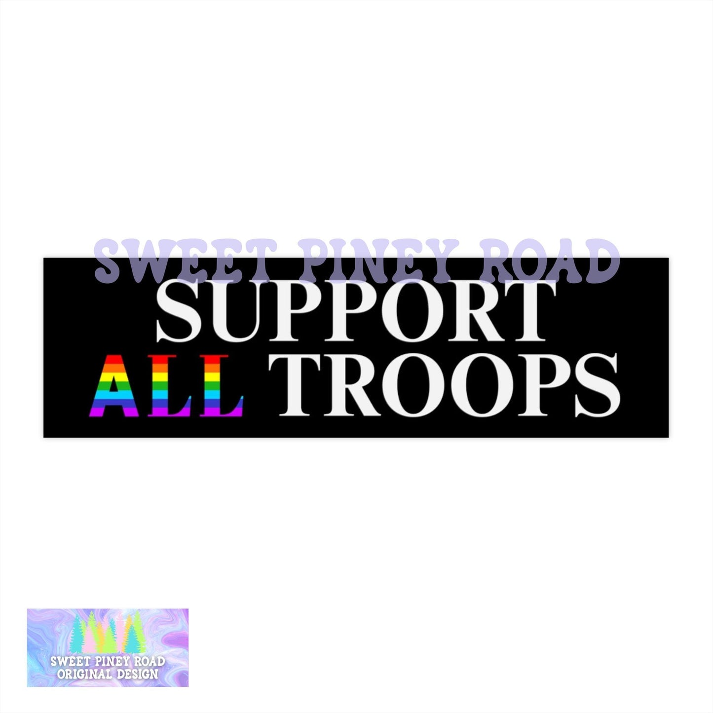 Support All Troops Car Magnet, LGBTQIA+ Pride Bumper Sticker, Queer Equality Love Is Love Decal, Support Lesbian Gay Trans Military Rainbow