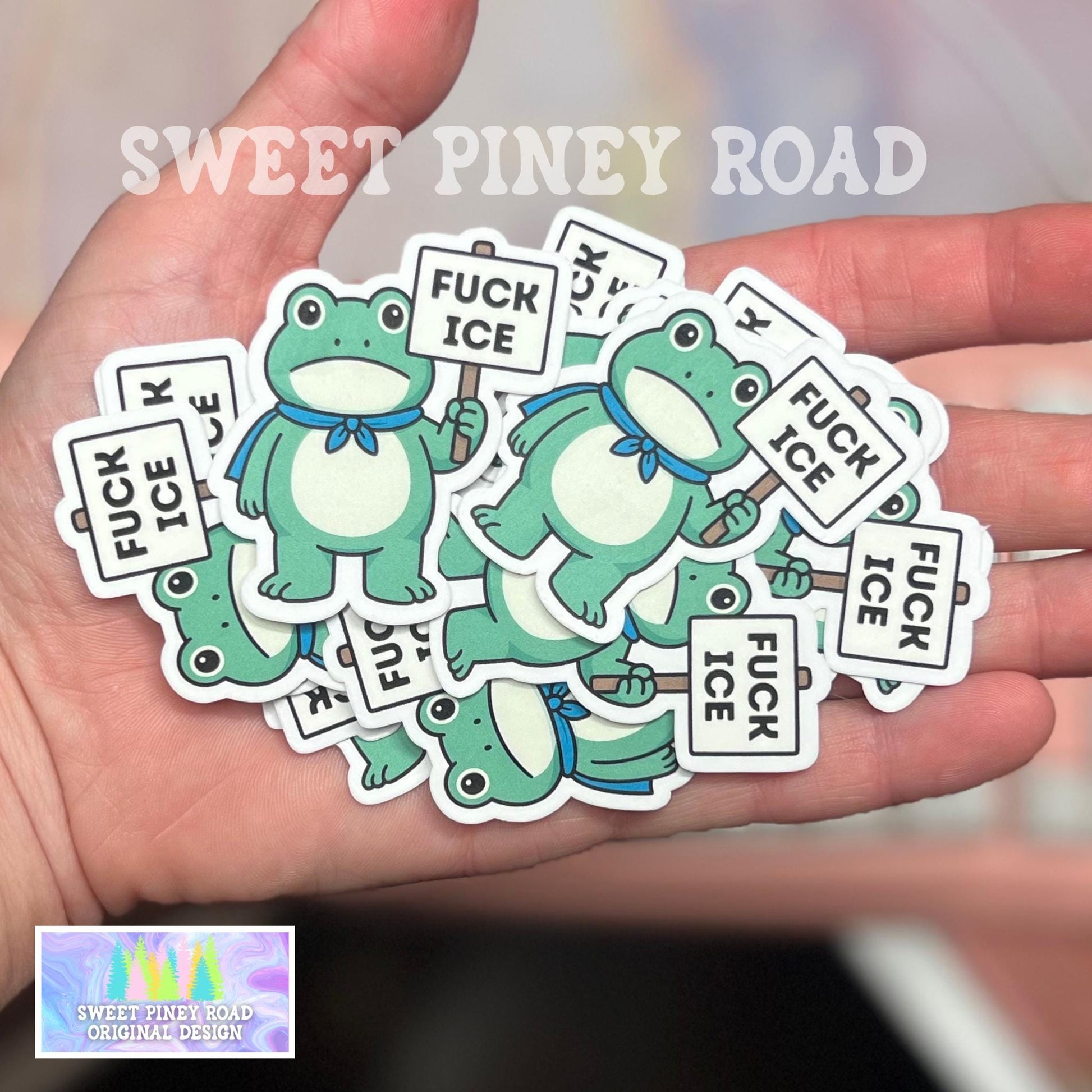 Portland Frog Kiss Cut Stickers, Anti-Trump Sticker Pack, Anti Ice Political Humor 2in. Glossy! 15/35/50 pc., Cute Rally Protest Handouts