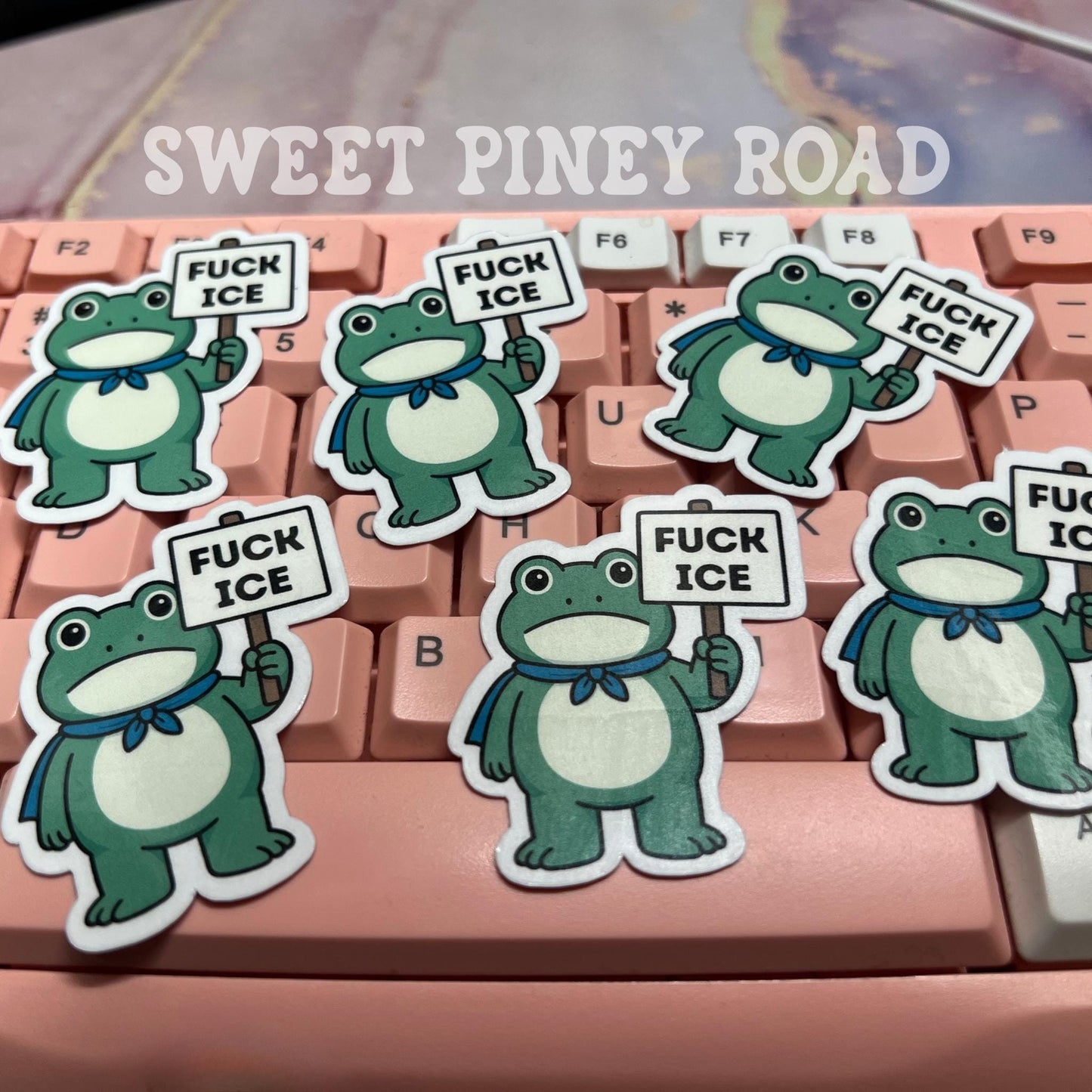 Portland Frog Kiss Cut Stickers, Anti-Trump Sticker Pack, Anti Ice Political Humor 2in. Glossy! 15/35/50 pc., Cute Rally Protest Handouts