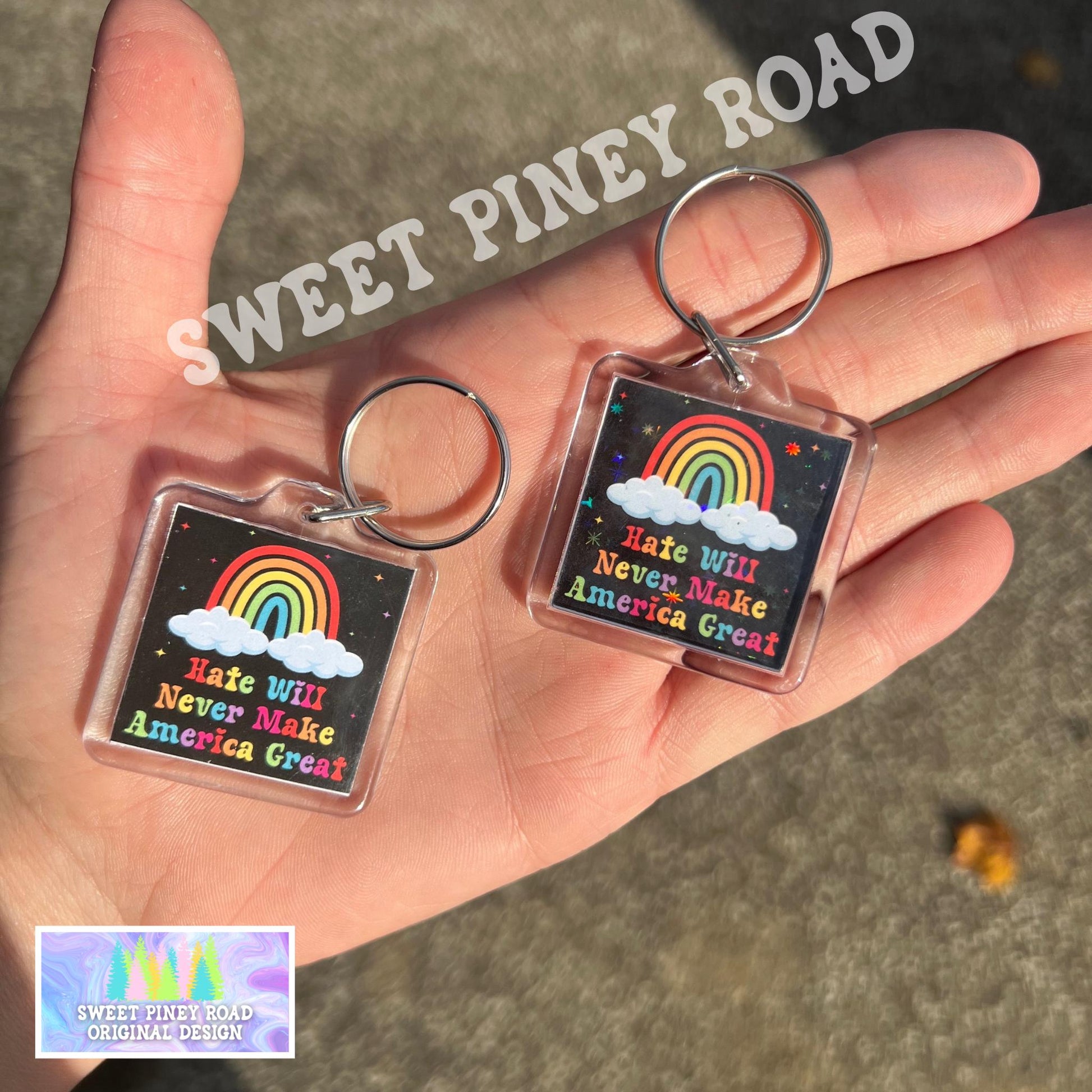 Hate Will Never Make America Great Keychain, Anti Trump Political Bag Charm, Cute Protest Bag Tag, Democrat Gift Acrylic Key Chains Rainbow