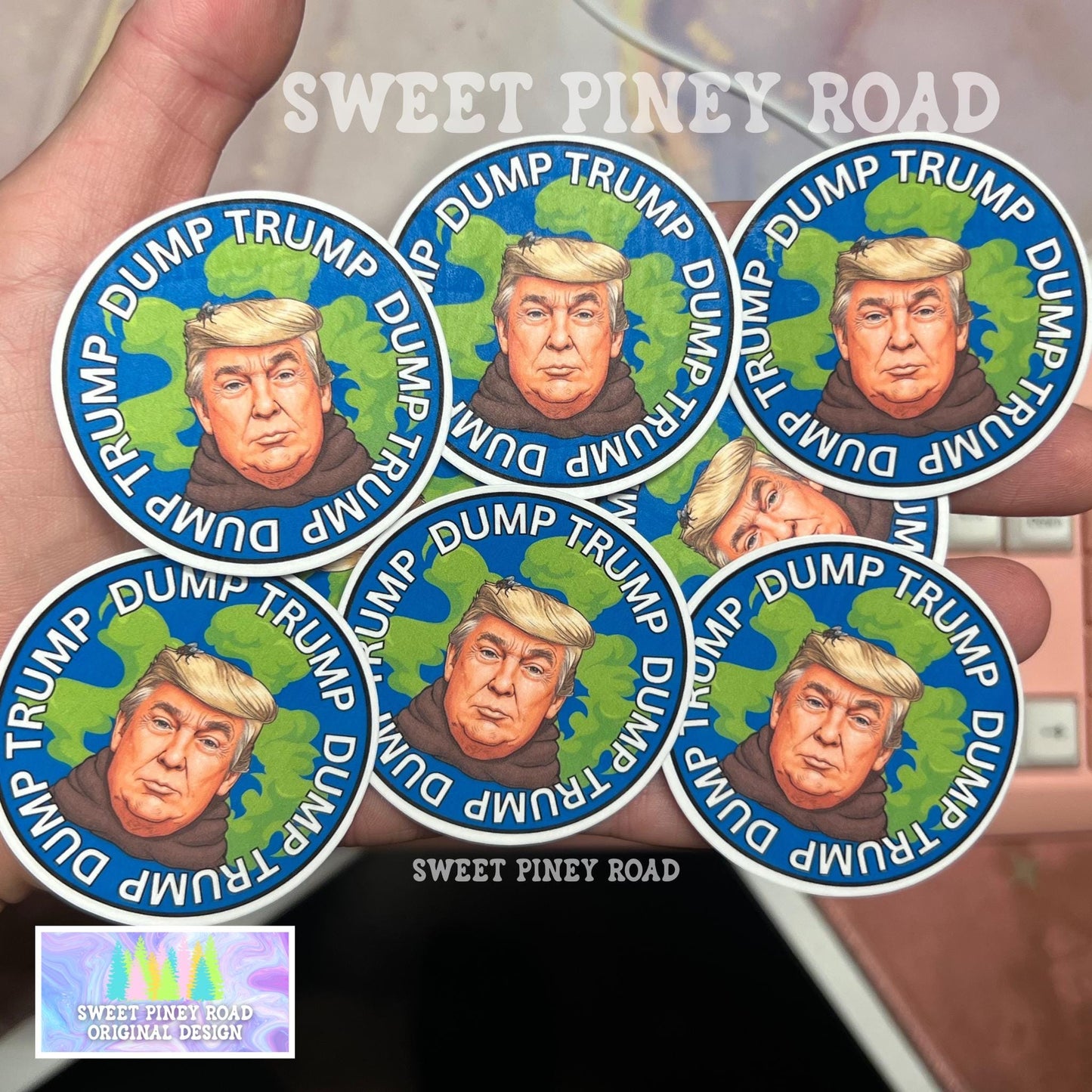 Dump Trump Poop Sticker Pack 1.2 or 2in 10/35/100pc Glossy Funny Anti-Trump Protest Stickers, Anti-ICE Rally Republicans Are Pedo Protectors