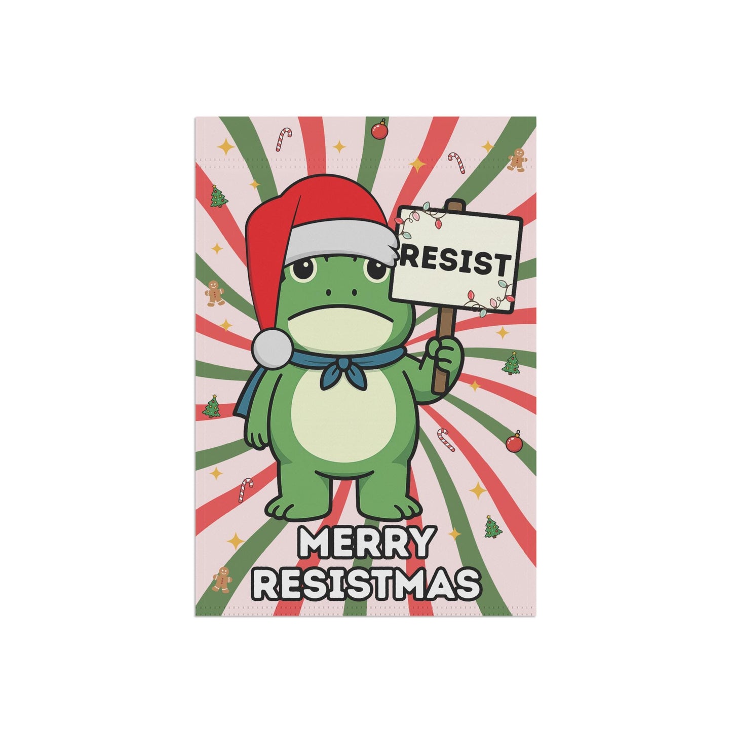 Portland Frog Resist Christmas Garden Flag, Anti Trump Gift, Anti ICE Political Humor Banner, Leftist Home Decor For Yard Cute Frogs Protest