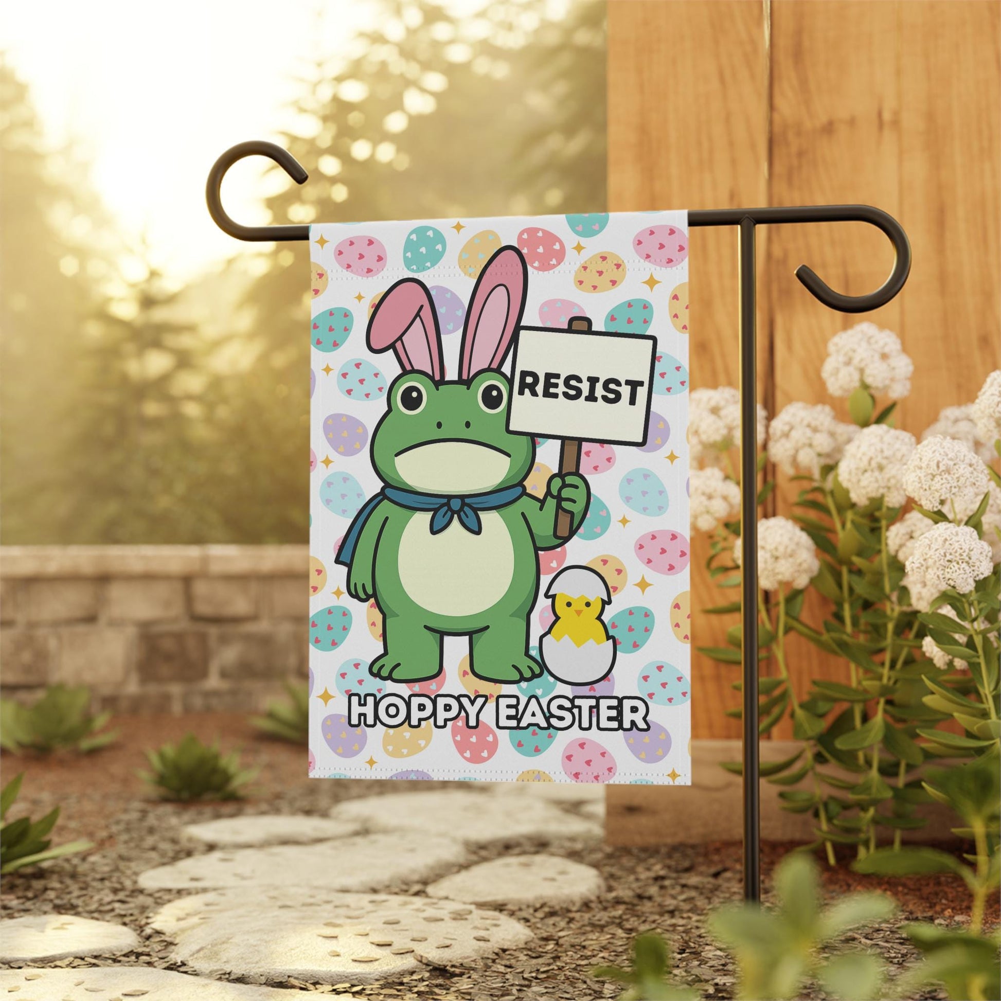Resist Easter Garden Flag, Anti Trump Yard Decor, Anti ICE Political Humor Easter Bunny Banner, Leftist Home Cute Protest Spring Gift