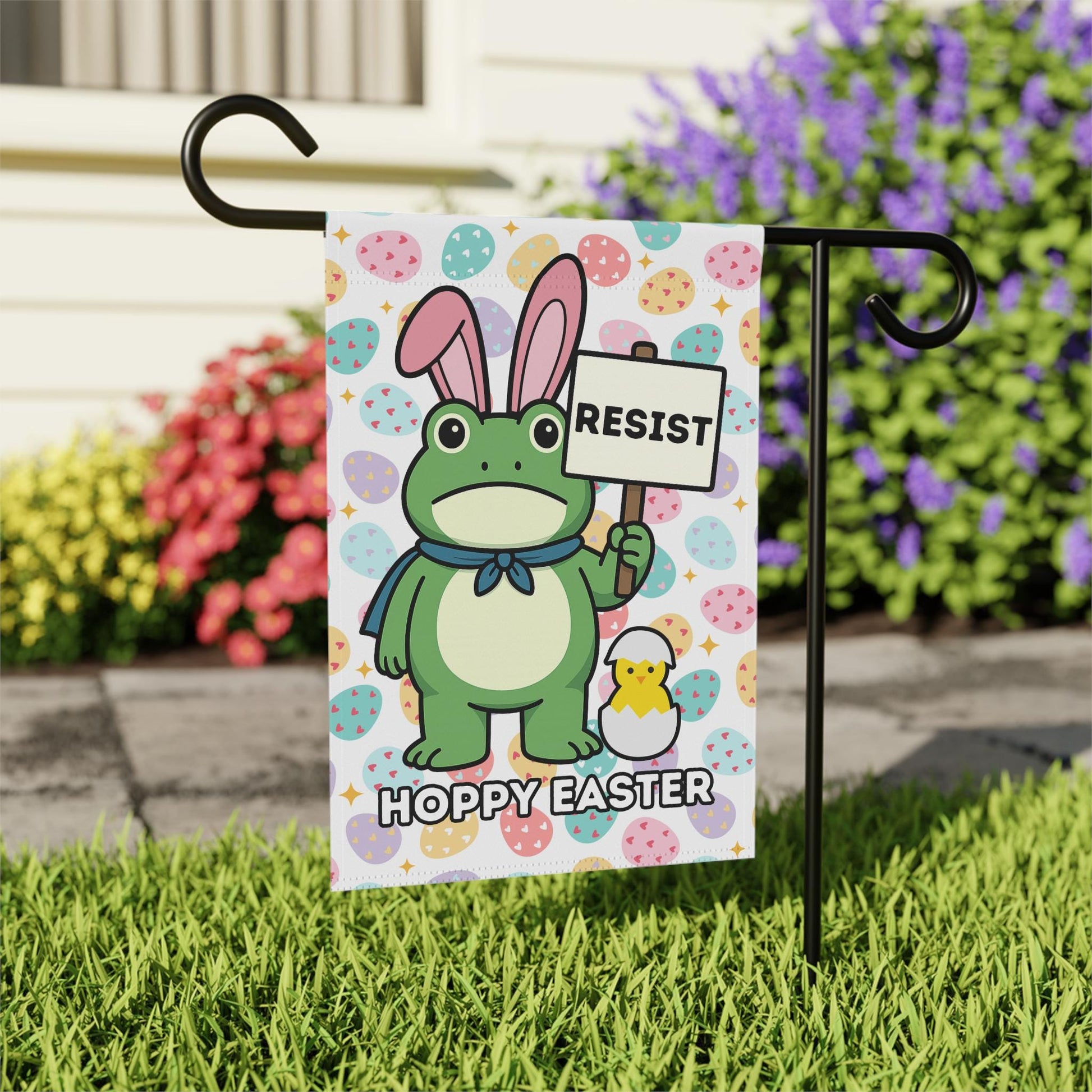 Resist Easter Garden Flag, Anti Trump Yard Decor, Anti ICE Political Humor Easter Bunny Banner, Leftist Home Cute Protest Spring Gift