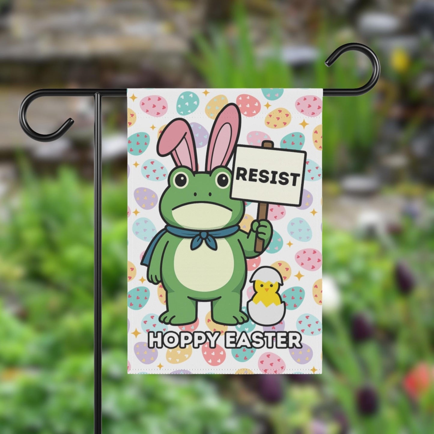 Resist Easter Garden Flag, Anti Trump Yard Decor, Anti ICE Political Humor Easter Bunny Banner, Leftist Home Cute Protest Spring Gift