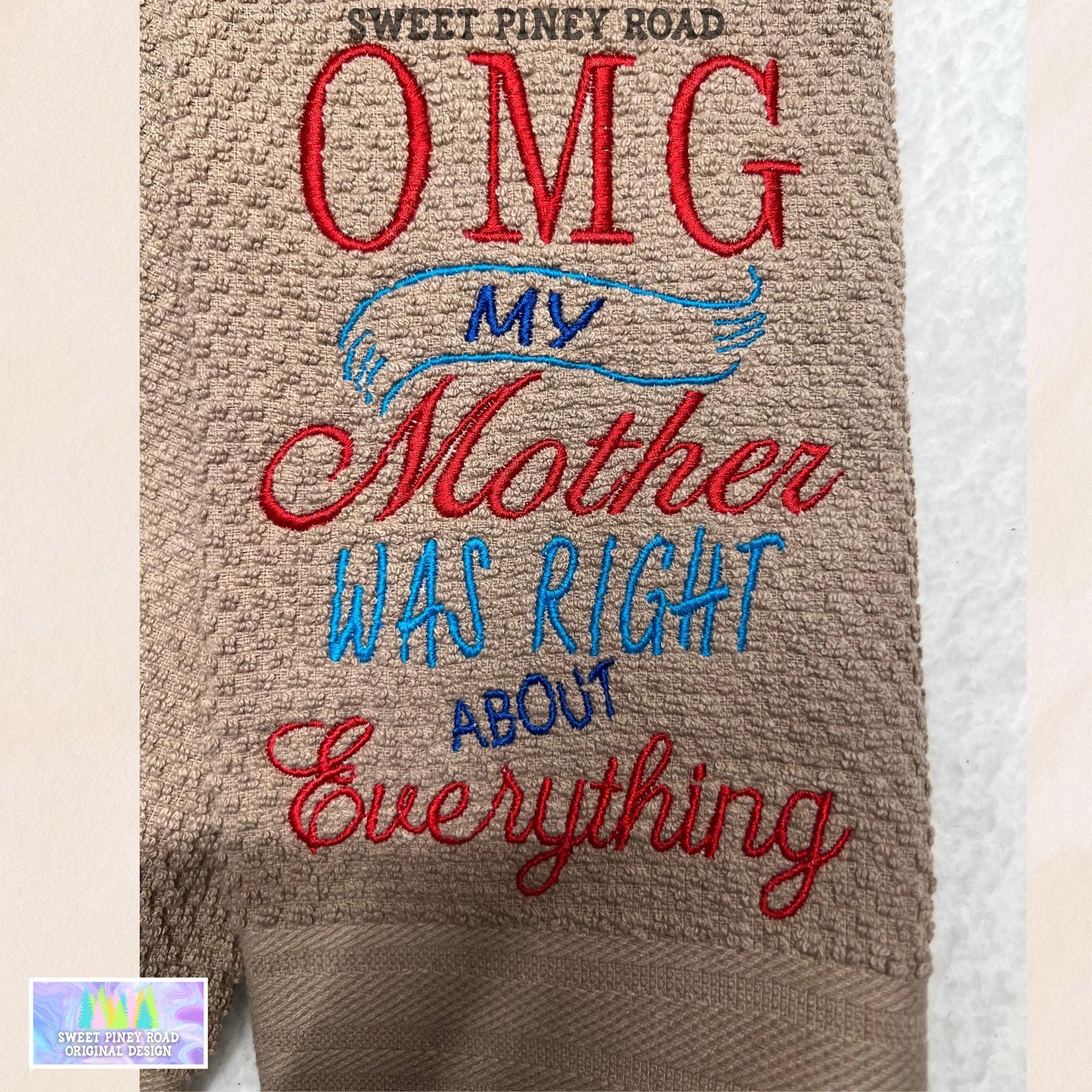 Moms Right Embroidered Towel, Personalized Mothers Bath Towel, Mommy Gift For Her, Custom Wash Cloth Present, Cute Elegant Wife Girlfriend