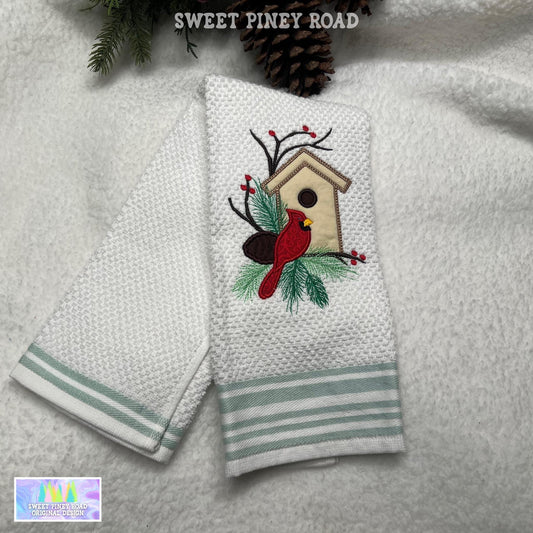 Red Cardinal Hand Towel For Kitchen, Holiday Bird Lover Gift, Animals Outdoor Nature Decor, 100% Cotton Bathroom Idea Cute, Farmhouse Style