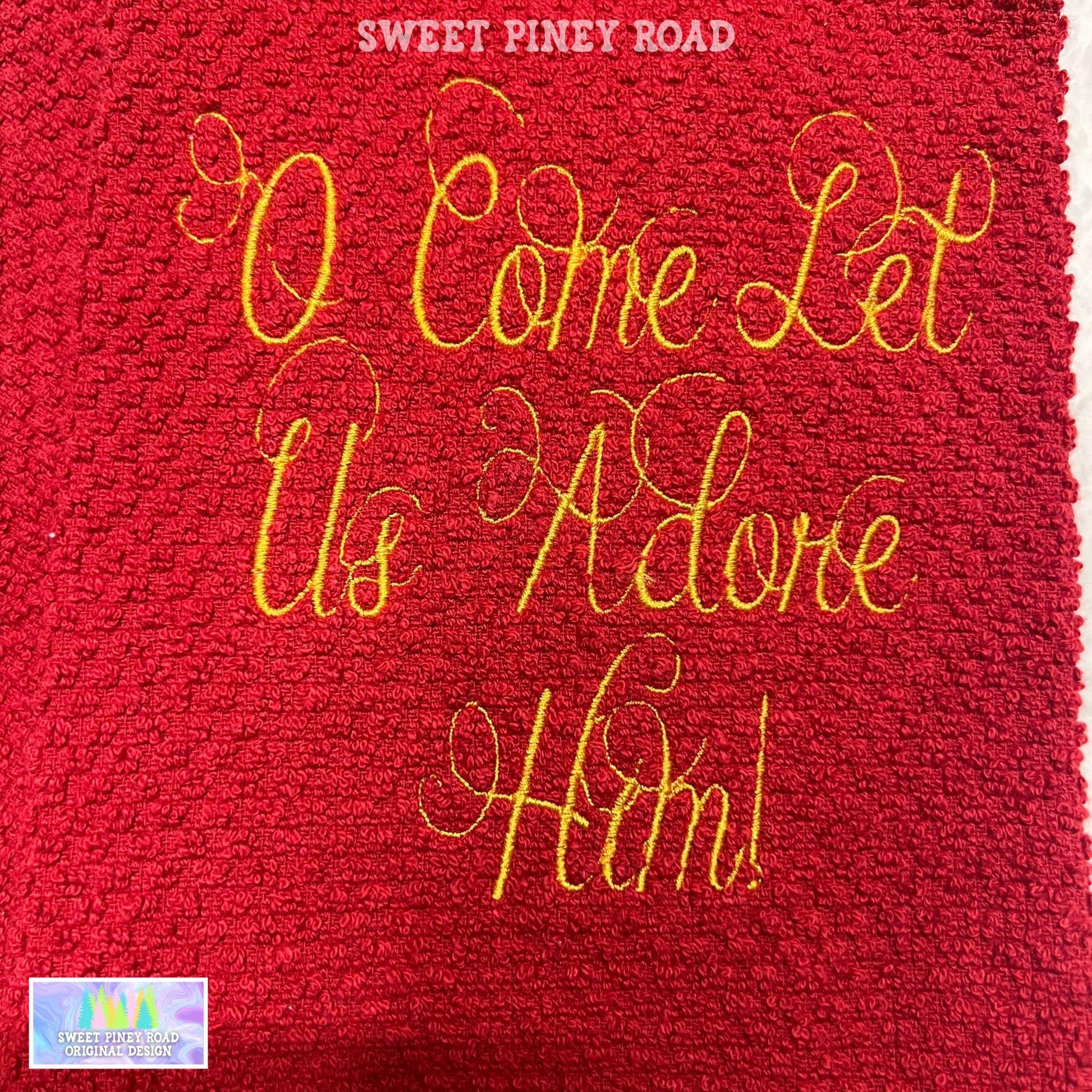 Let Us Adore Him Embroidered Towel, Personalized Holiday Bath Towel, Jesus Gift, Custom Wash Cloth Present, Cute Religious Farmhouse Decor