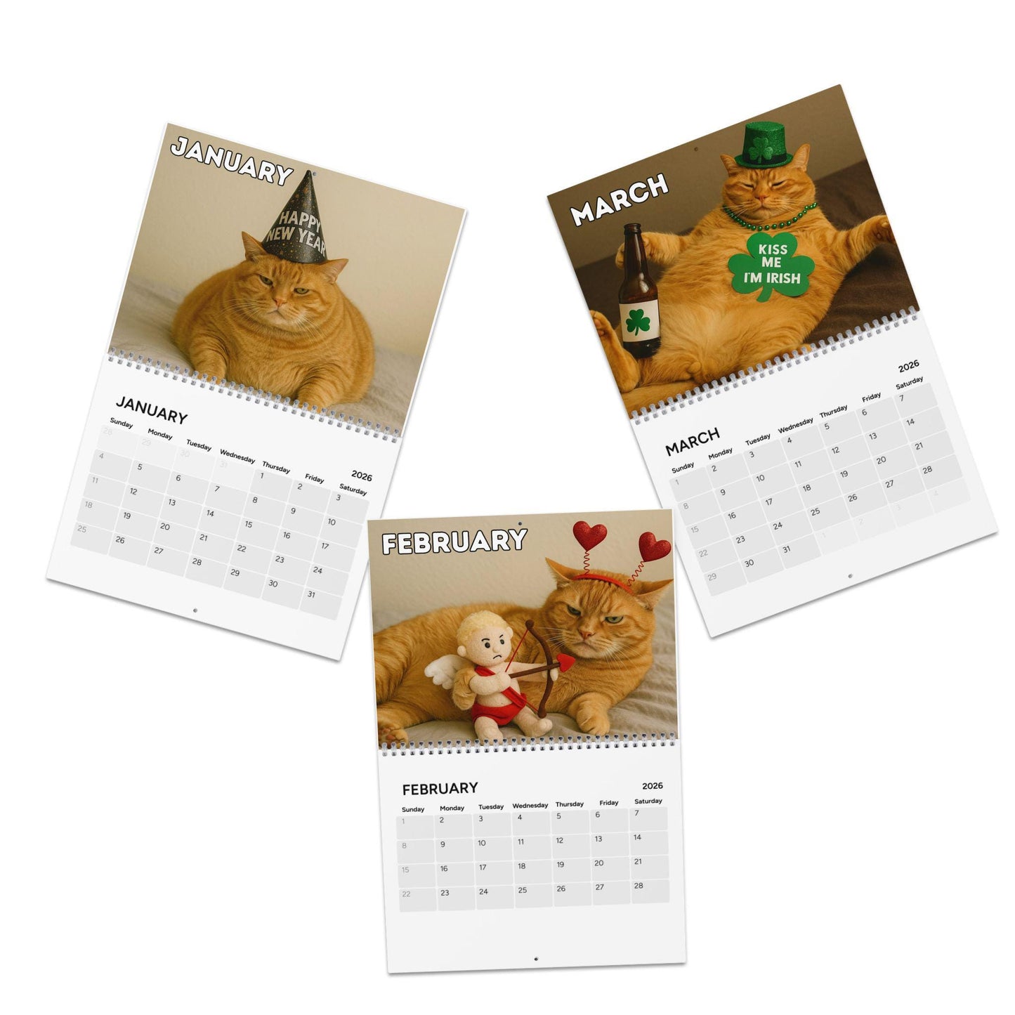 Orange Cat 2026 Wall Calendar, Funny Cat Mom Gift, Hilarious Witty Kitty Calendar, Christmas Gift, Unhinged Adult Humor, Kitten Lover Decor