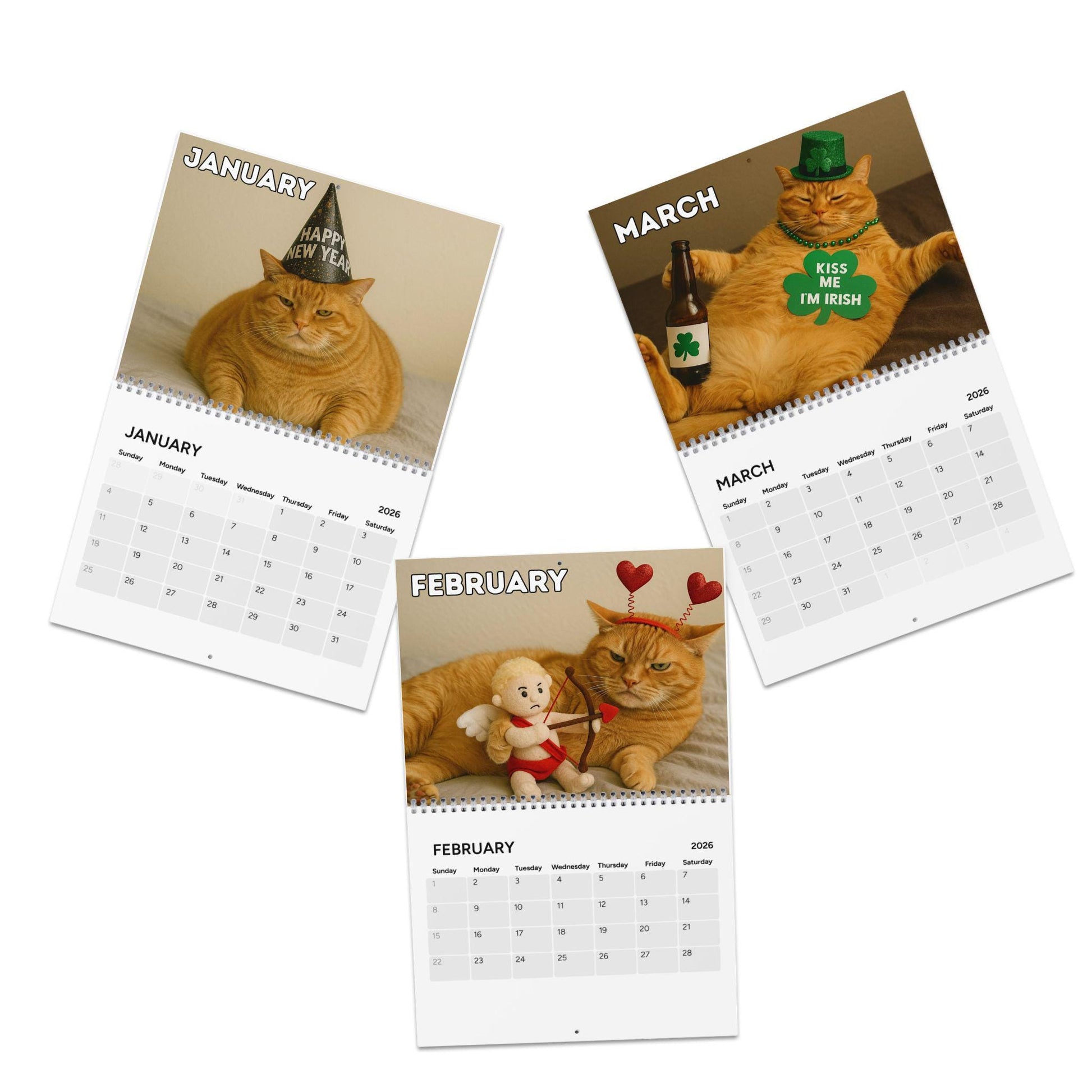 Orange Cat 2026 Wall Calendar, Funny Cat Mom Gift, Hilarious Witty Kitty Calendar, Christmas Gift, Unhinged Adult Humor, Kitten Lover Decor
