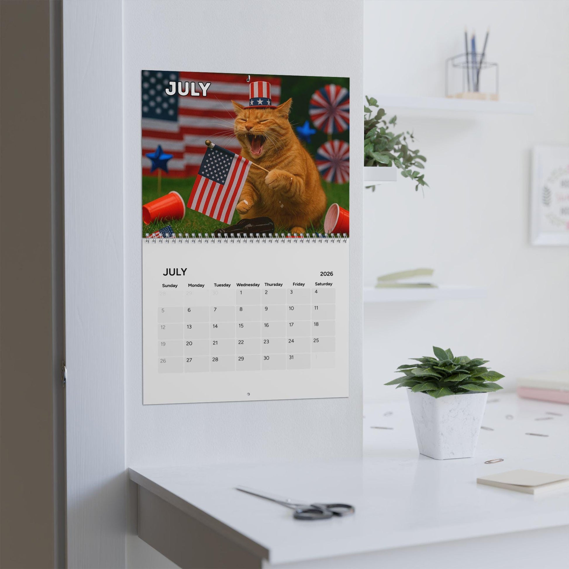 Orange Cat 2026 Wall Calendar, Funny Cat Mom Gift, Hilarious Witty Kitty Calendar, Christmas Gift, Unhinged Adult Humor, Kitten Lover Decor