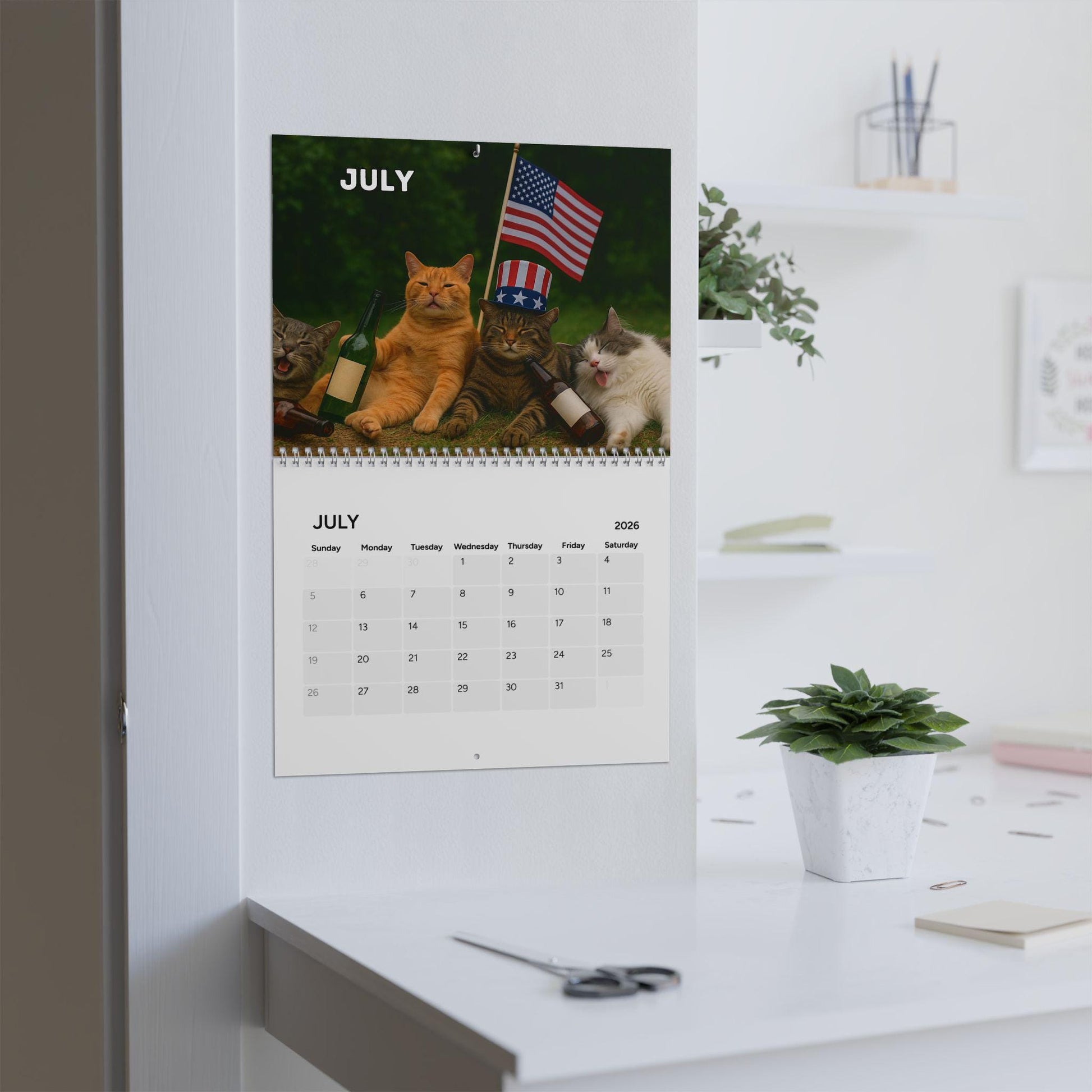 Drunk Cats 2026 Calendar, Cat Lover Calendar, Funny Calendar, Gag Gifts For Kitty Owner, Hilarious Gift Ideas, White Elephant Secret Santa