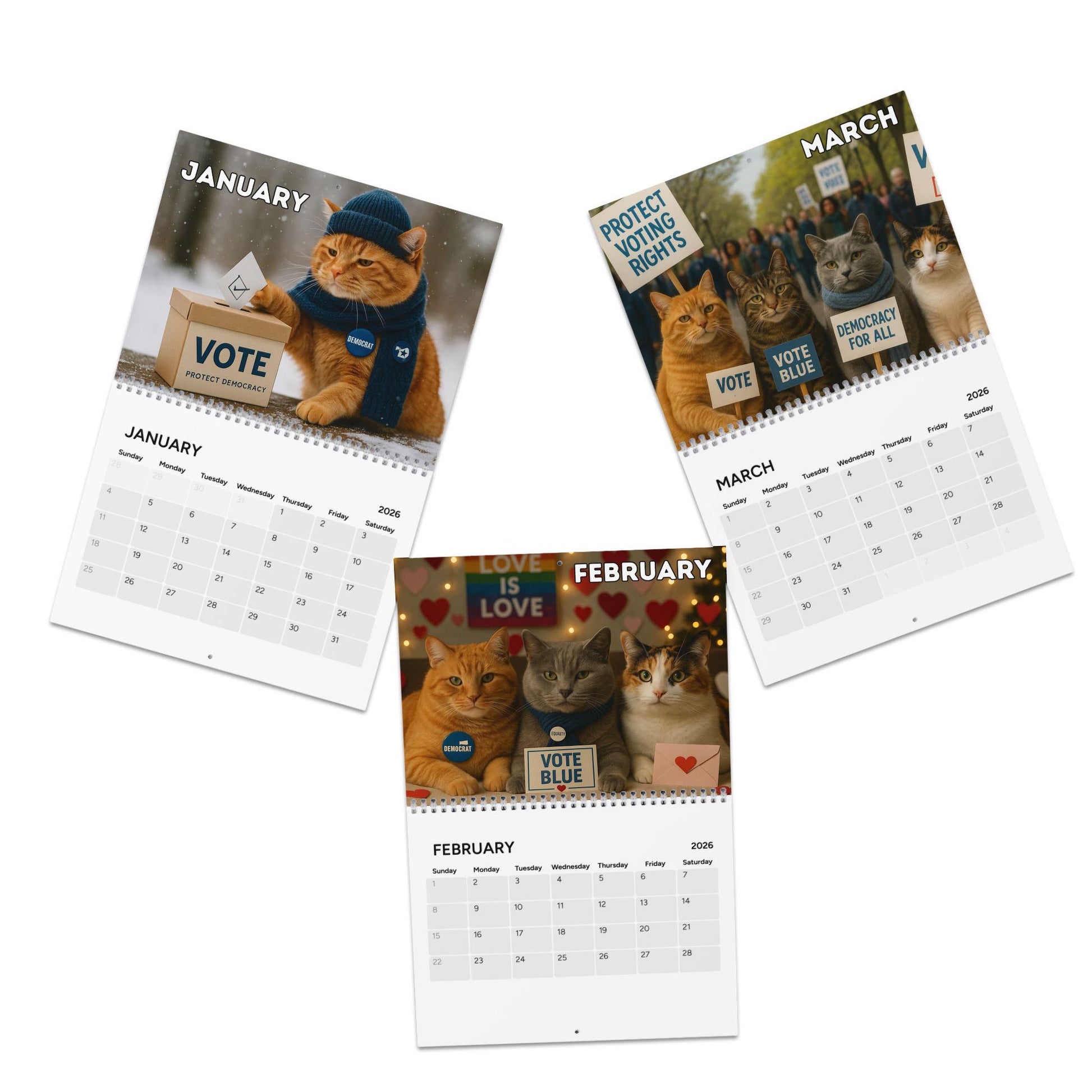 Anti Trump Cat 2026 Calendar, Kitten Lover Calendar, Funny Kitty Gag Gift, Hilarious Ideas For Office, Leftist Progressive Pro-Democracy FDT
