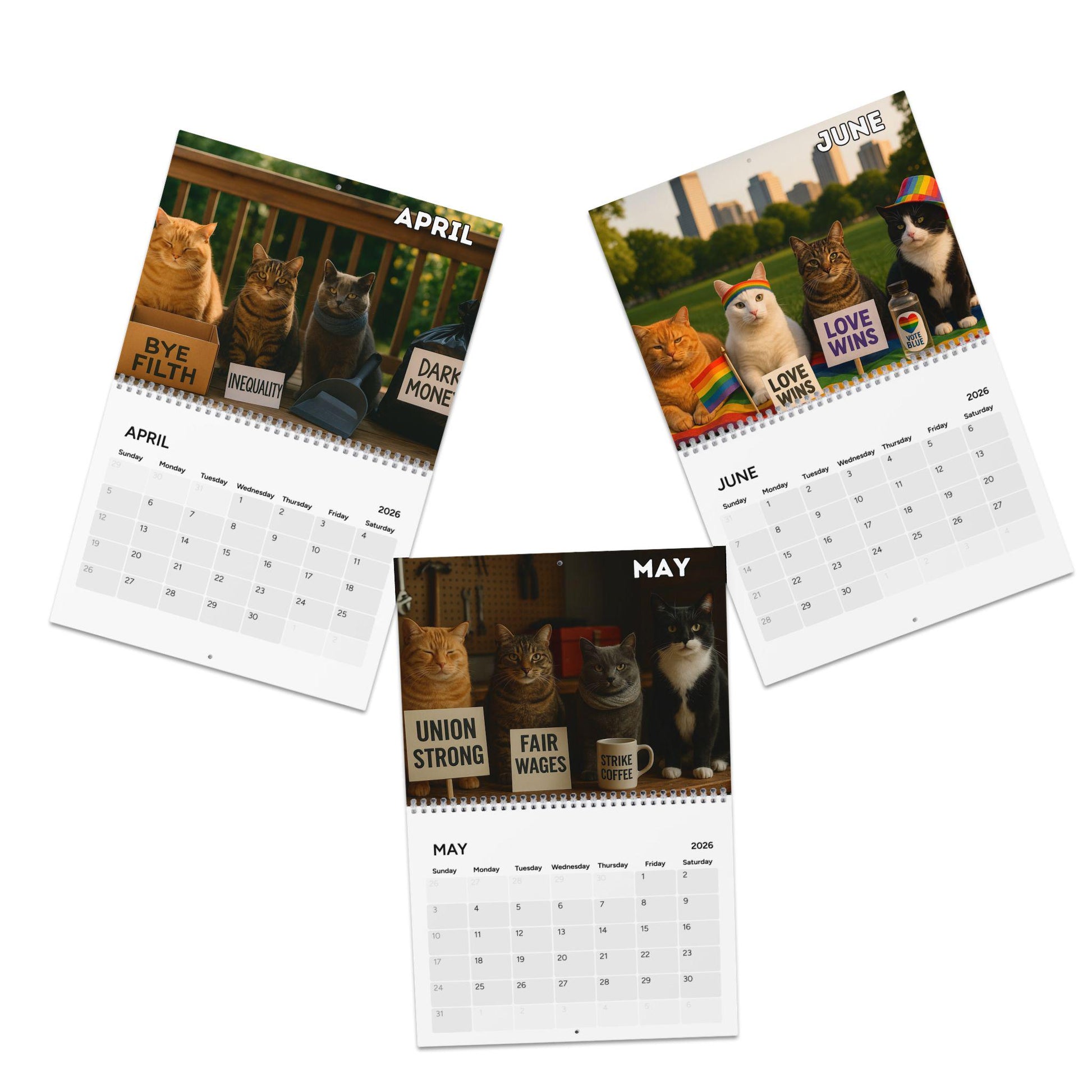 Anti Trump Cat 2026 Calendar, Kitten Lover Calendar, Funny Kitty Gag Gift, Hilarious Ideas For Office, Leftist Progressive Pro-Democracy FDT